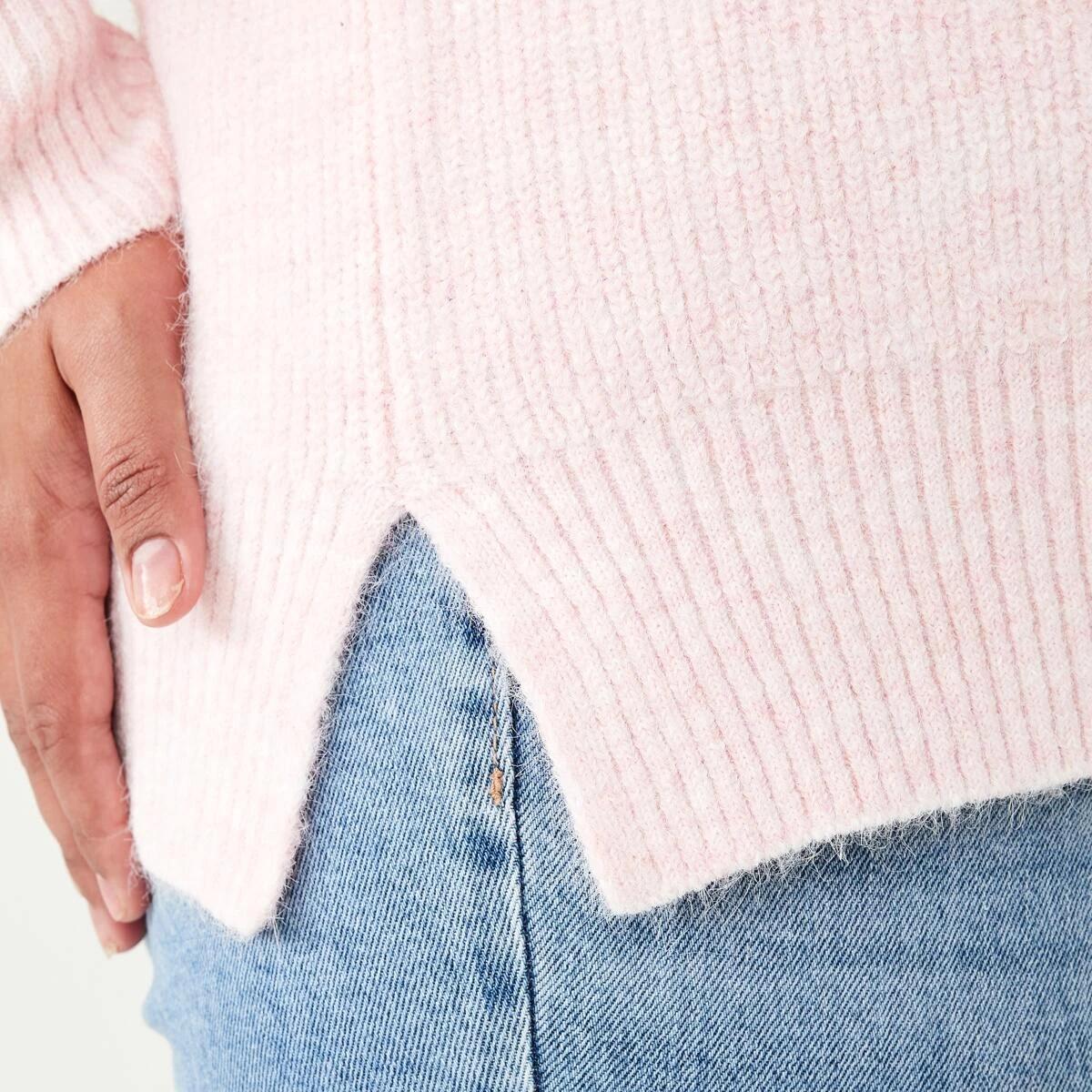 6 Curve Chunky Knit Polo Jumper Soft Pink, 6 of 6