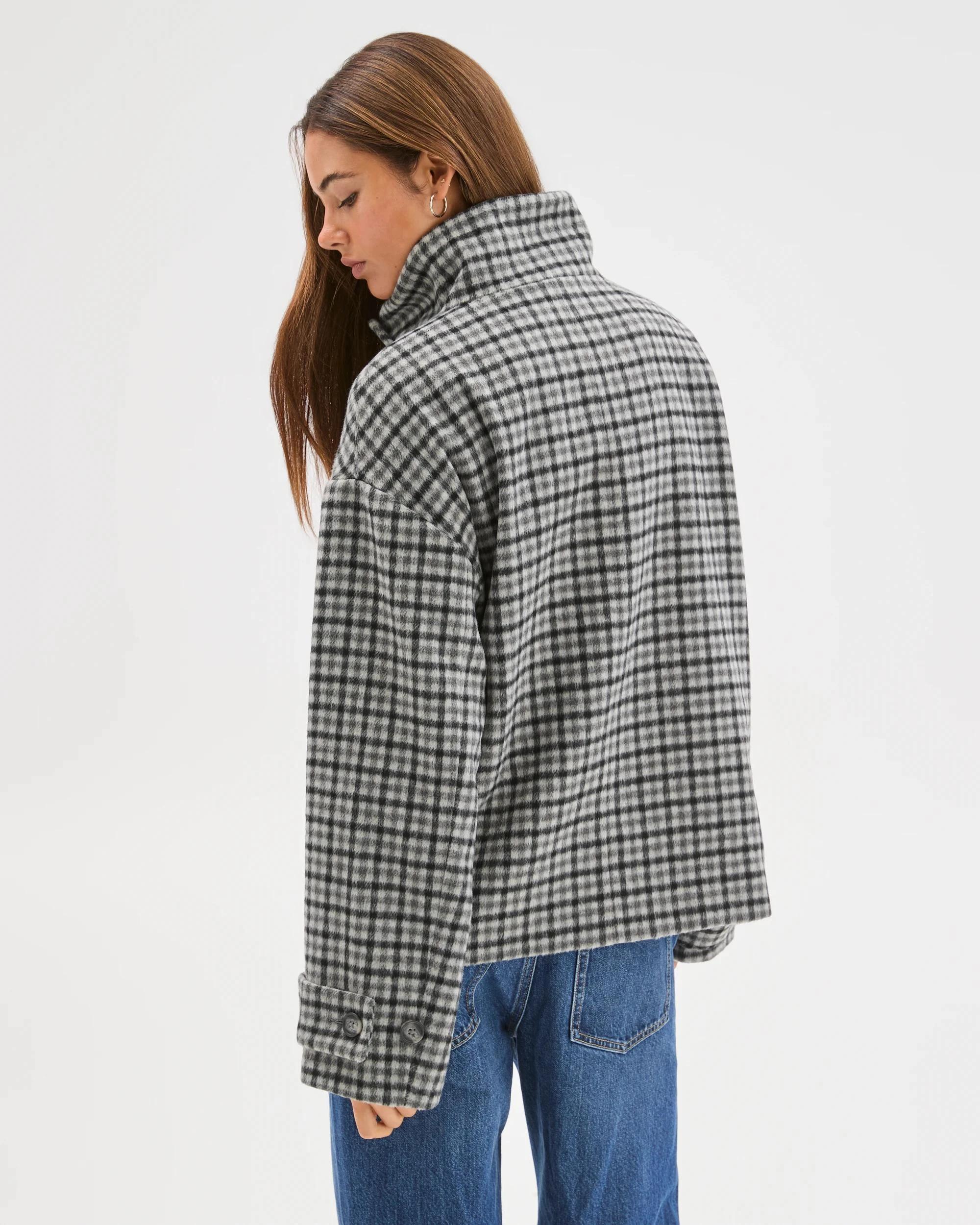 8 Lily Loves Funnel Neck Short Coat CHECK, 8 of 8