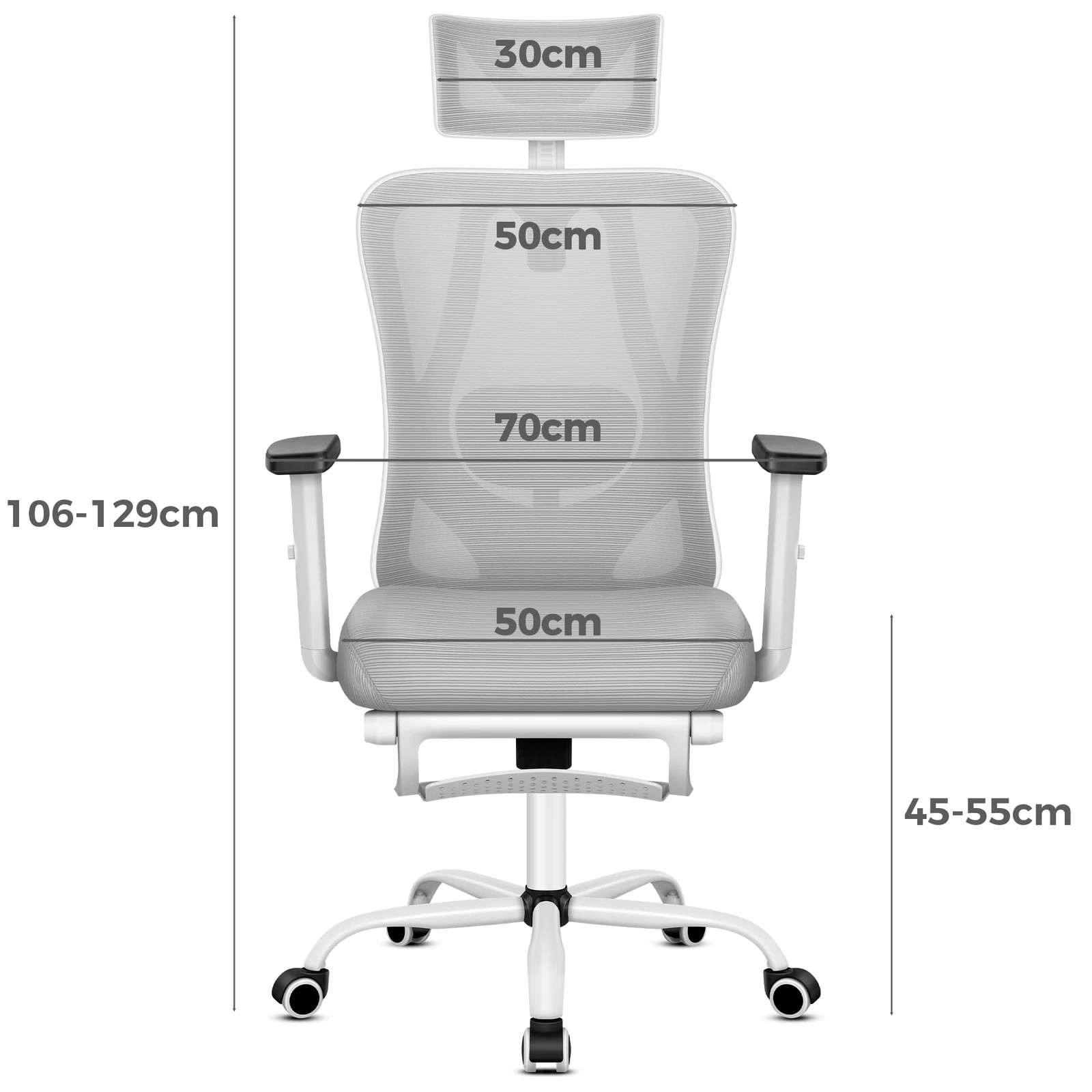 3 Alfordson Office Chair Mesh Ergonomic Executive Seat Work Computer Gaming - Grey White, 3 of 10