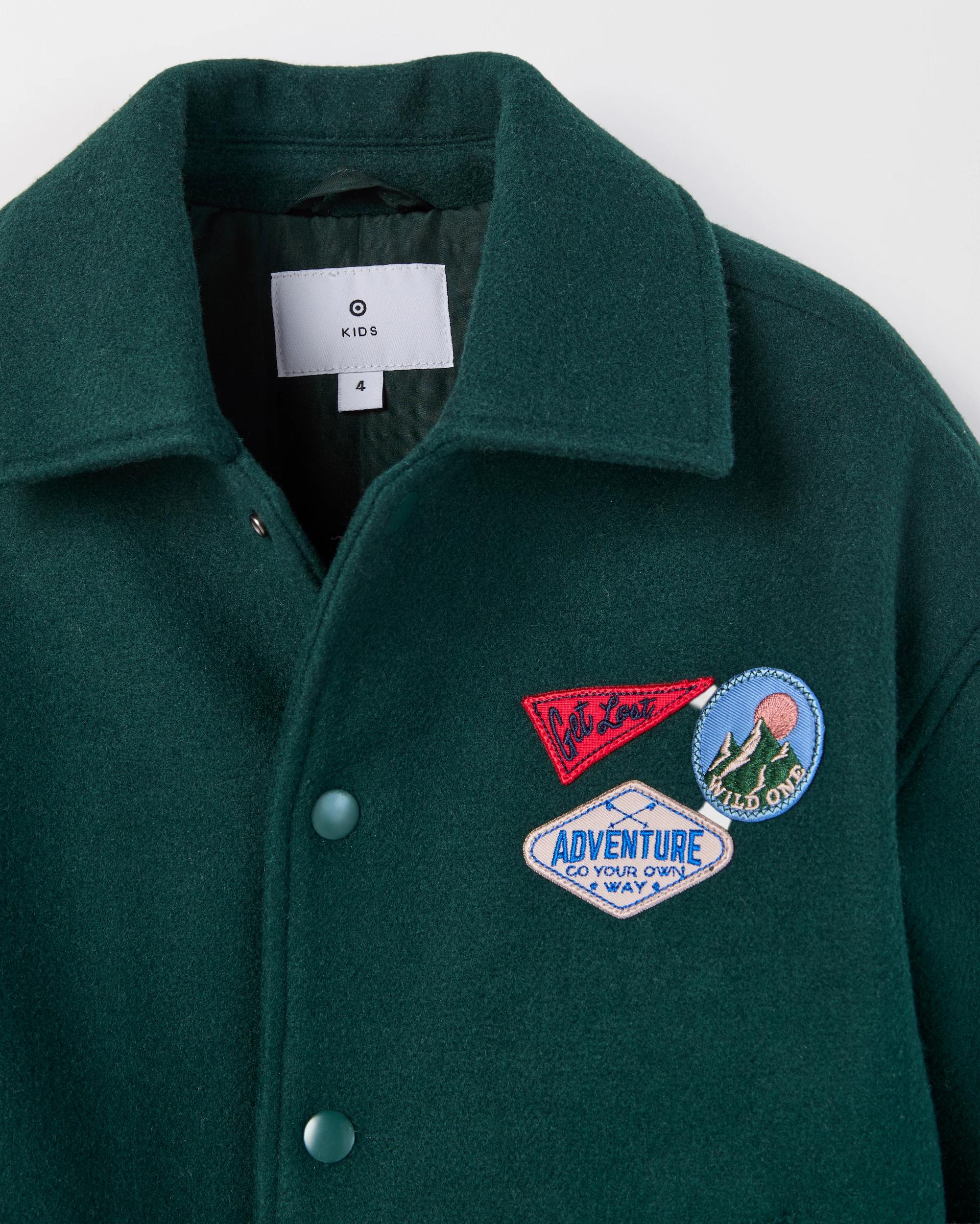 7 Target Kids Long Sleeve Varsity Bomber Jacket GREEN, 7 of 8