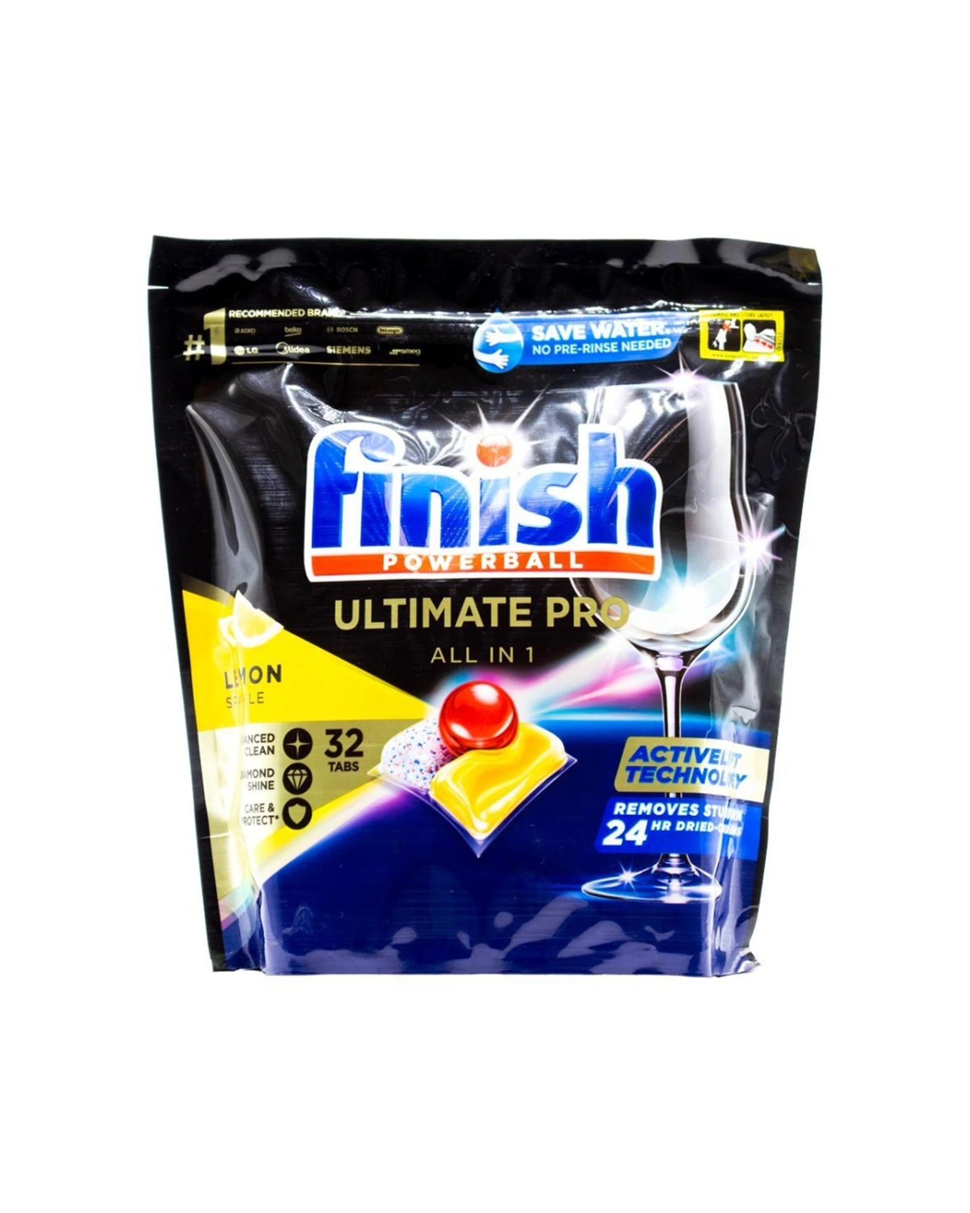 1 Finish Powerball Ultimate Pro All In 1 Lemon 32pc Pack Dishwashing Tablets, 1 of 3