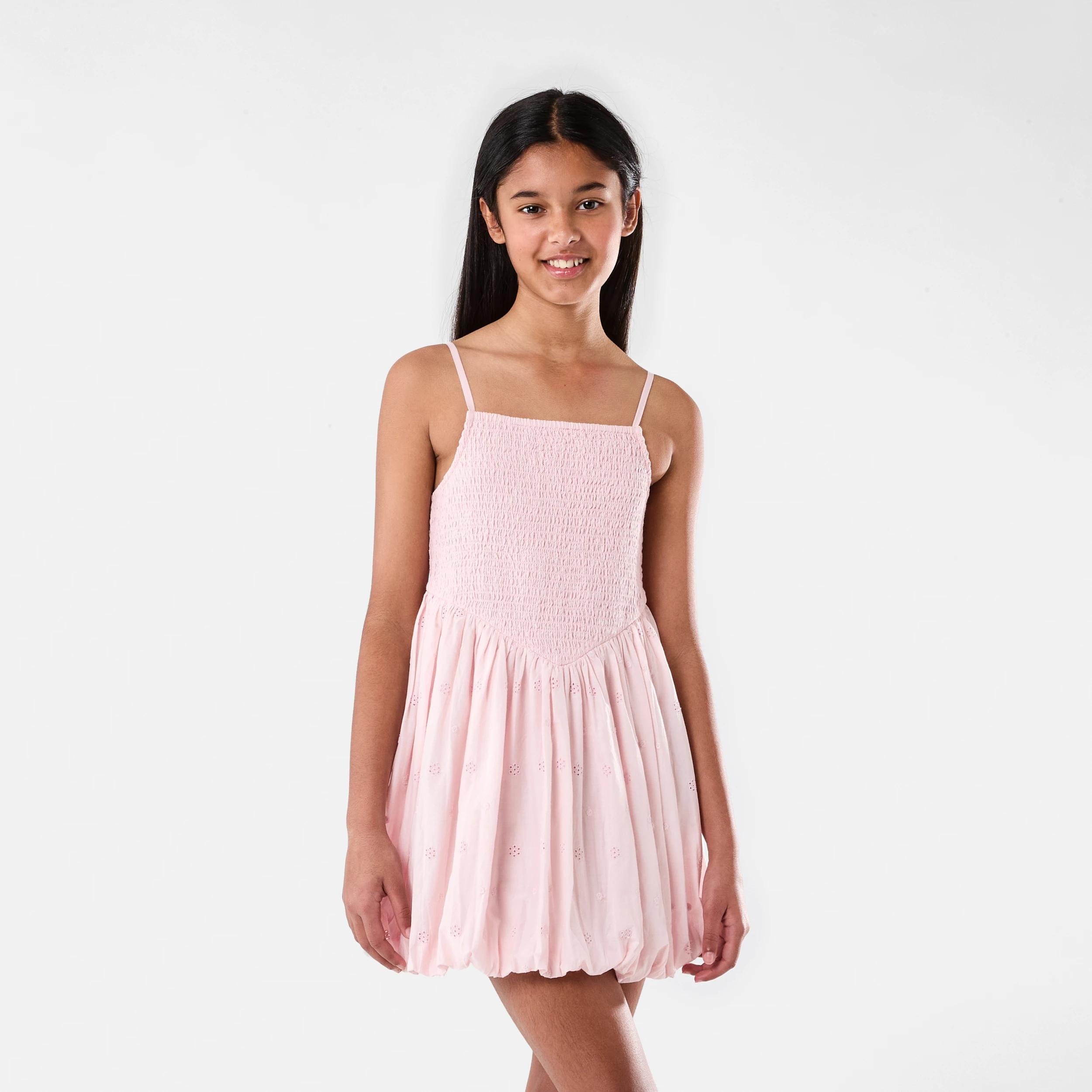 1 Shirred Bubble Hem Dress Dogwd Pink, 1 of 9