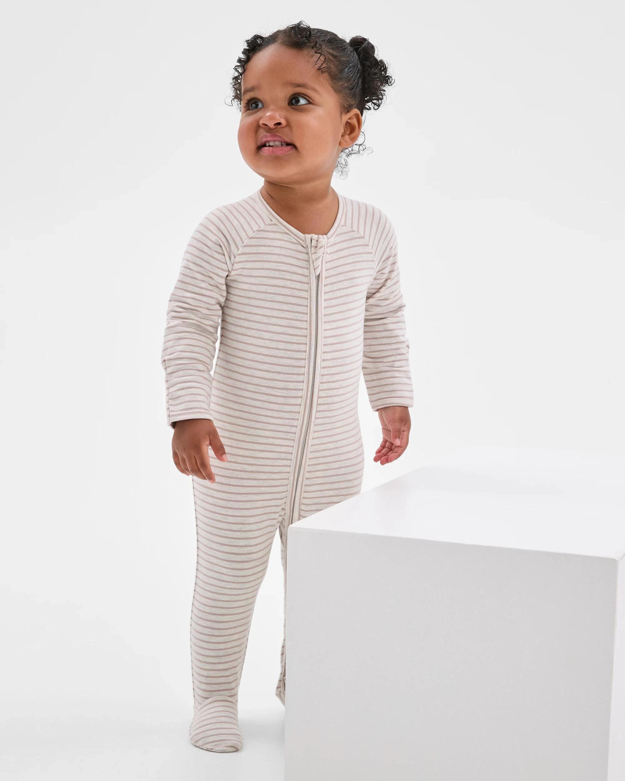 1 Target Baby Baby Organic Cotton Print Zip Coverall STRIPE OAT, 1 of 6