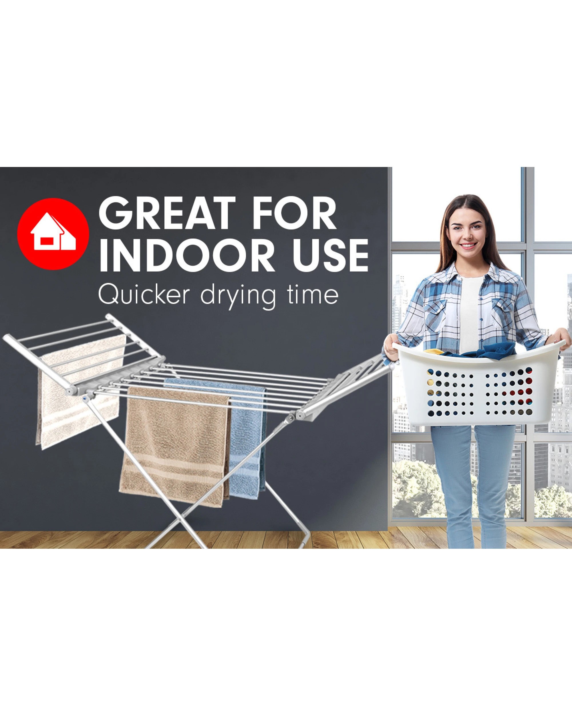 4 Pronti Heated Towel Clothes Rack Dryer Bathroom Air Warmer 230W, 4 of 7