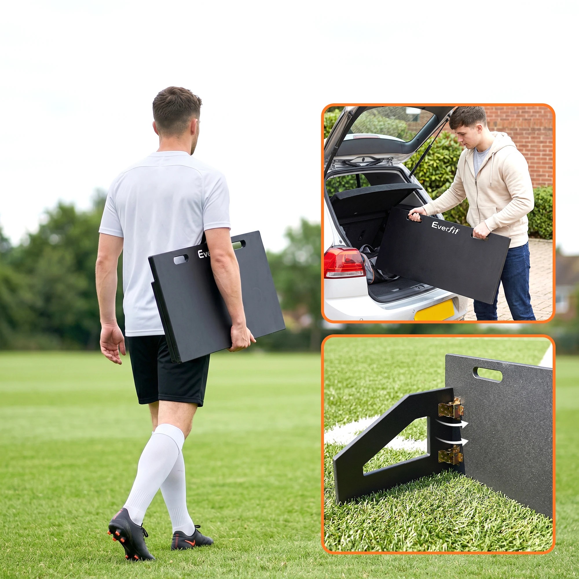6 Everfit Soccer Rebounder Board 100x40cm Football Rebound Wall with 2 Angles - Black, 6 of 8