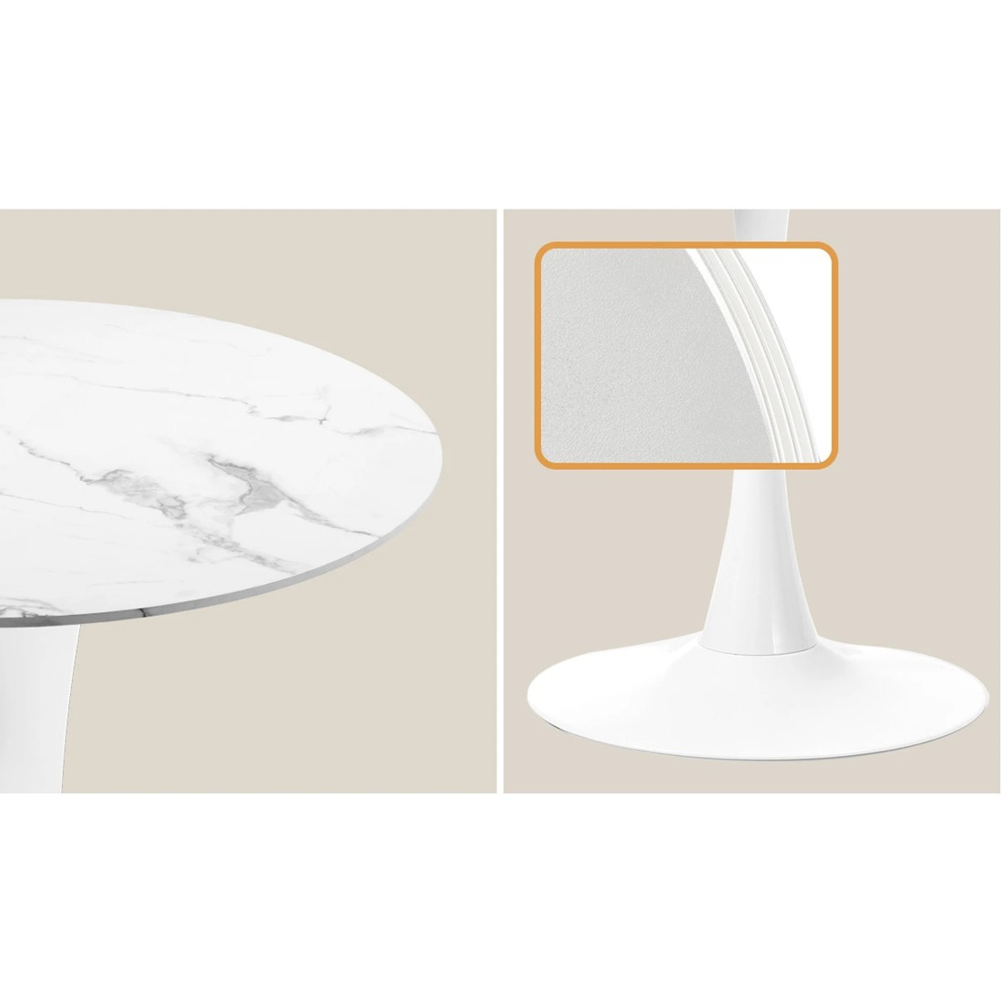 4 Oikiture 60cm Round Dining Table With 2x Sherpa Dining Chairs Gold Metal Leg
 - White, 4 of 10