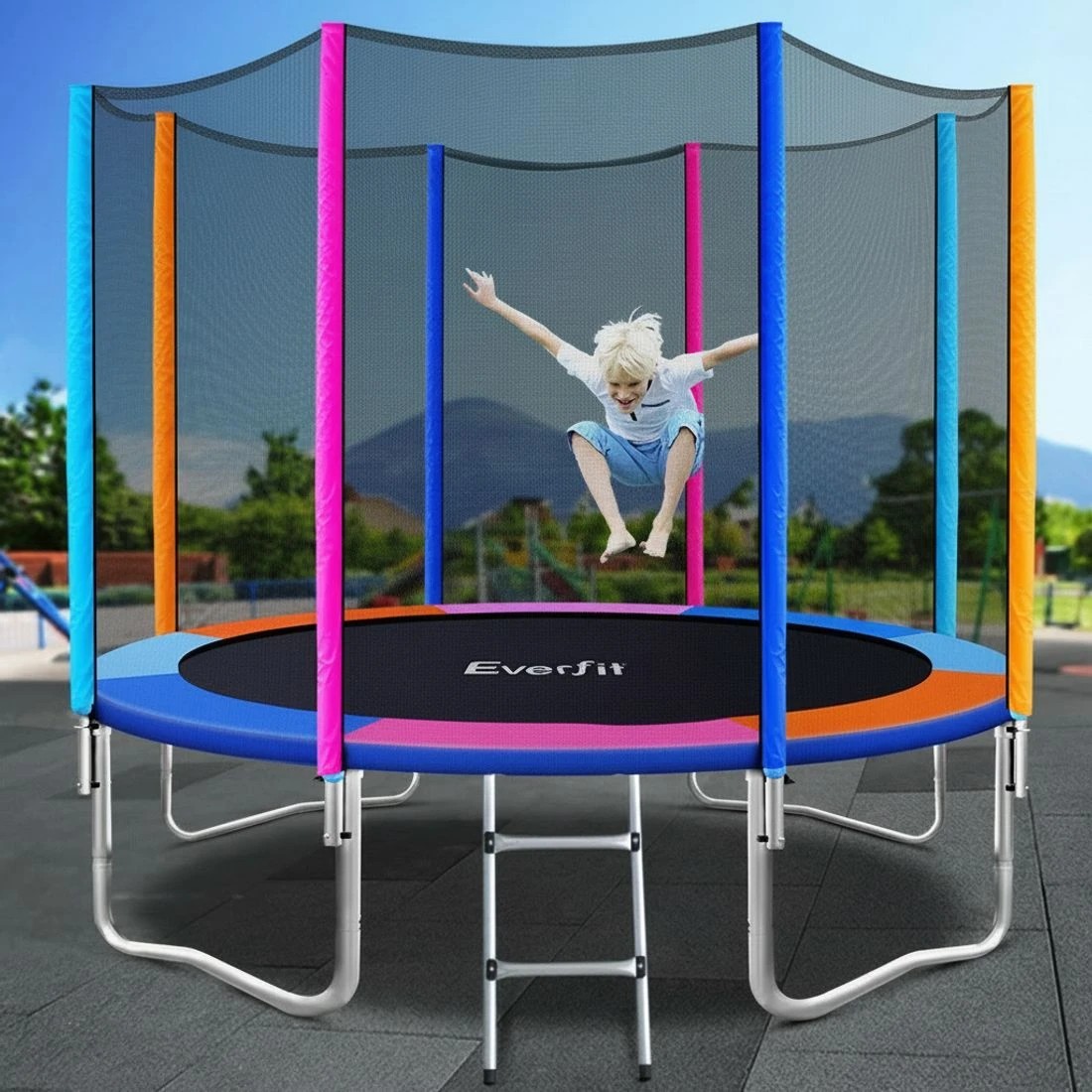 7 Everfit 10FT Trampoline for Kids w/ Ladder Enclosure Safety Net Pad Gift Round - Multi, 7 of 7