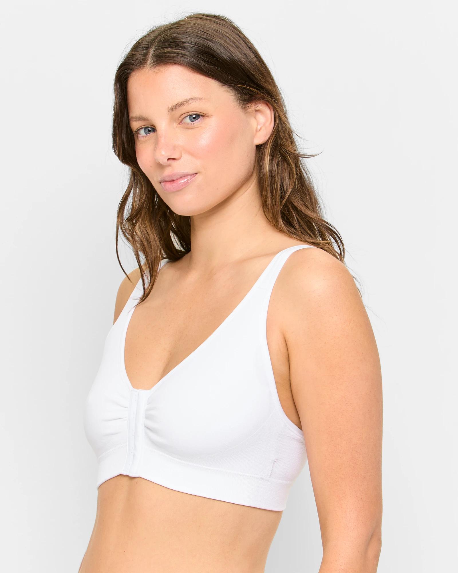 2 Target Woman Post-surgery Seamfree Wirefree Bra, Front Hook Closure, Removable Cups, Recycled Nylon (neutral) WHITE, 2 of 4