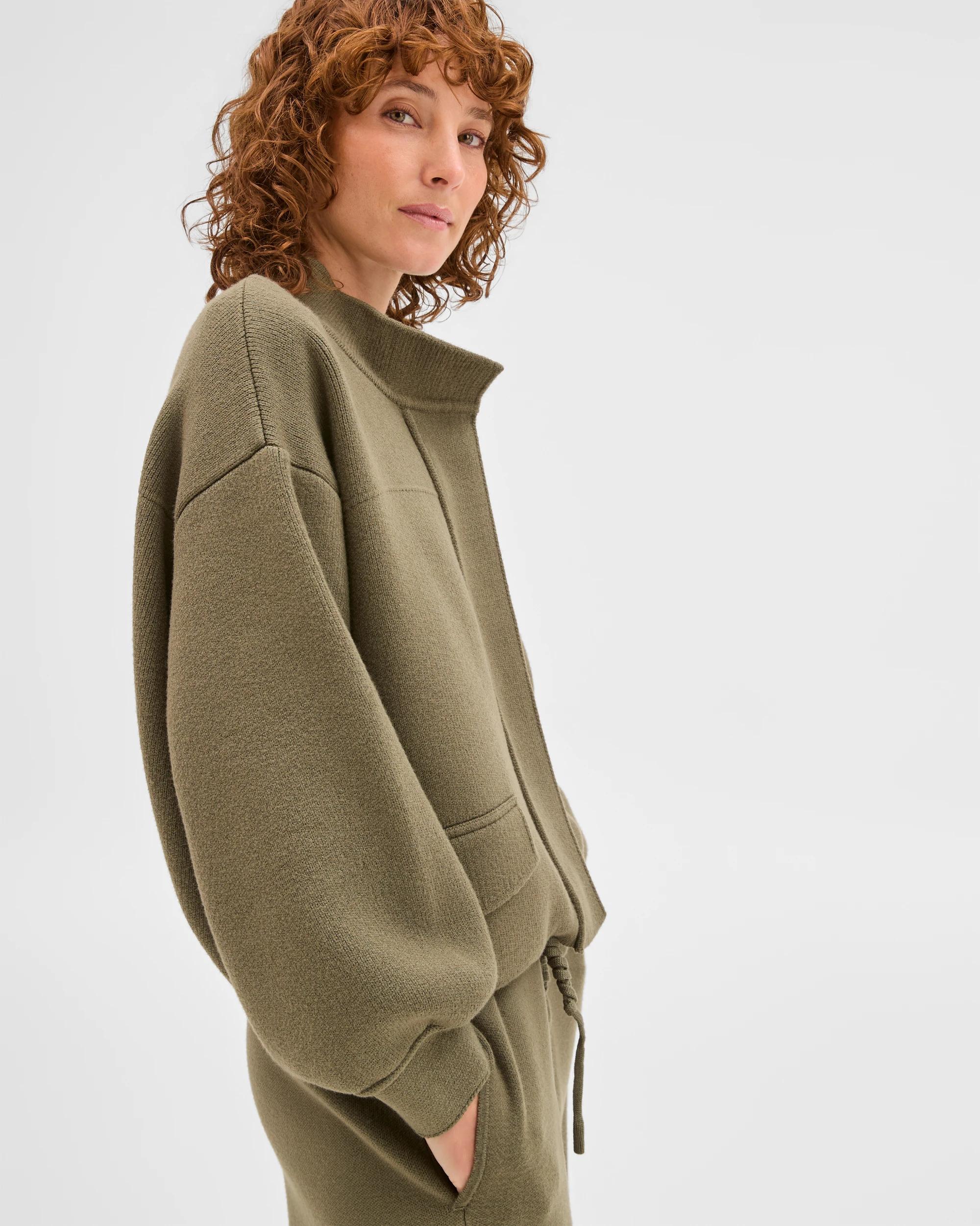 5 Target Woman Clean Knit Button Through Bomber Jacket DUSTY OLIVE, 5 of 7