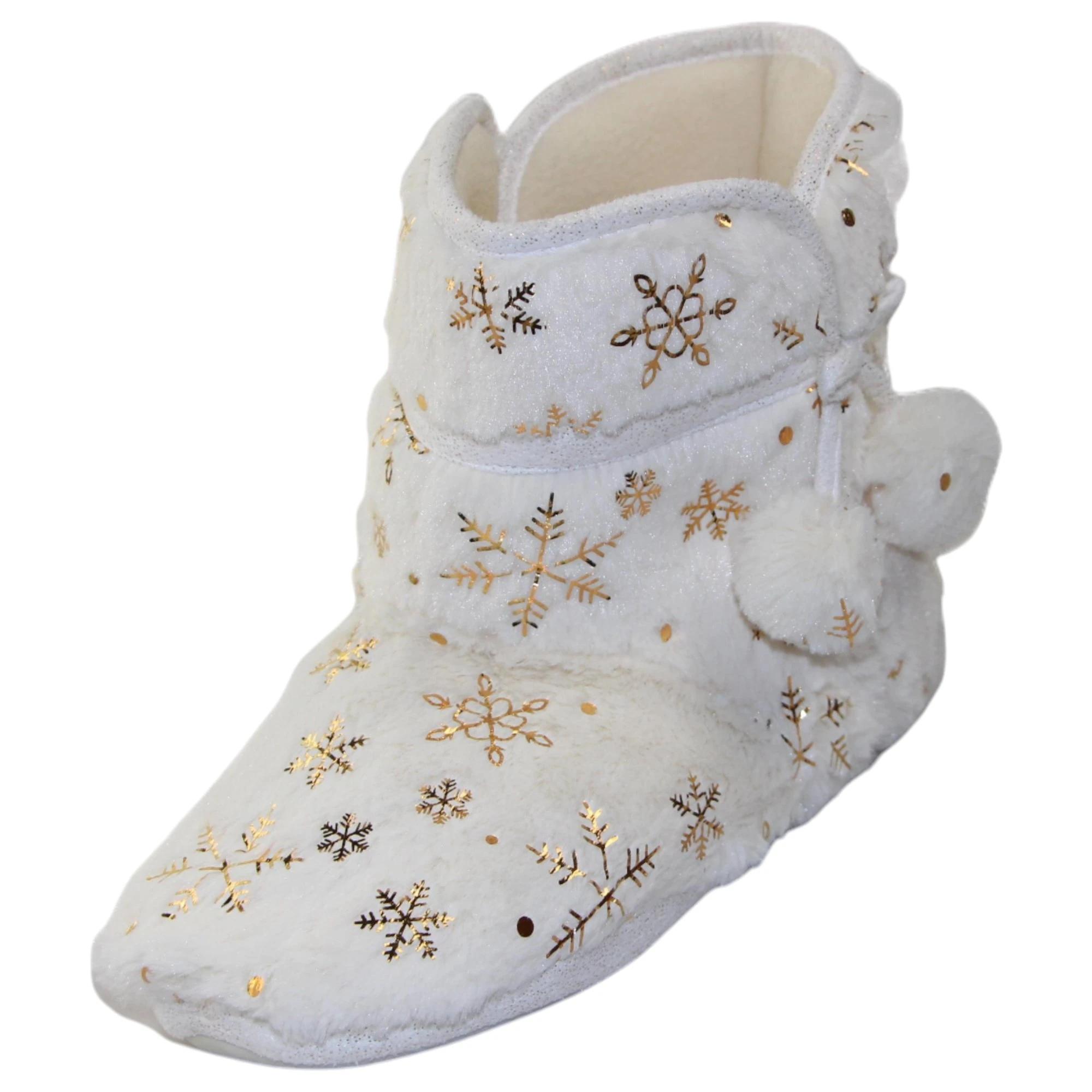 2 Bellissimo Womens Snow Boots Slippers Winter Shoes WHITE, 2 of 3