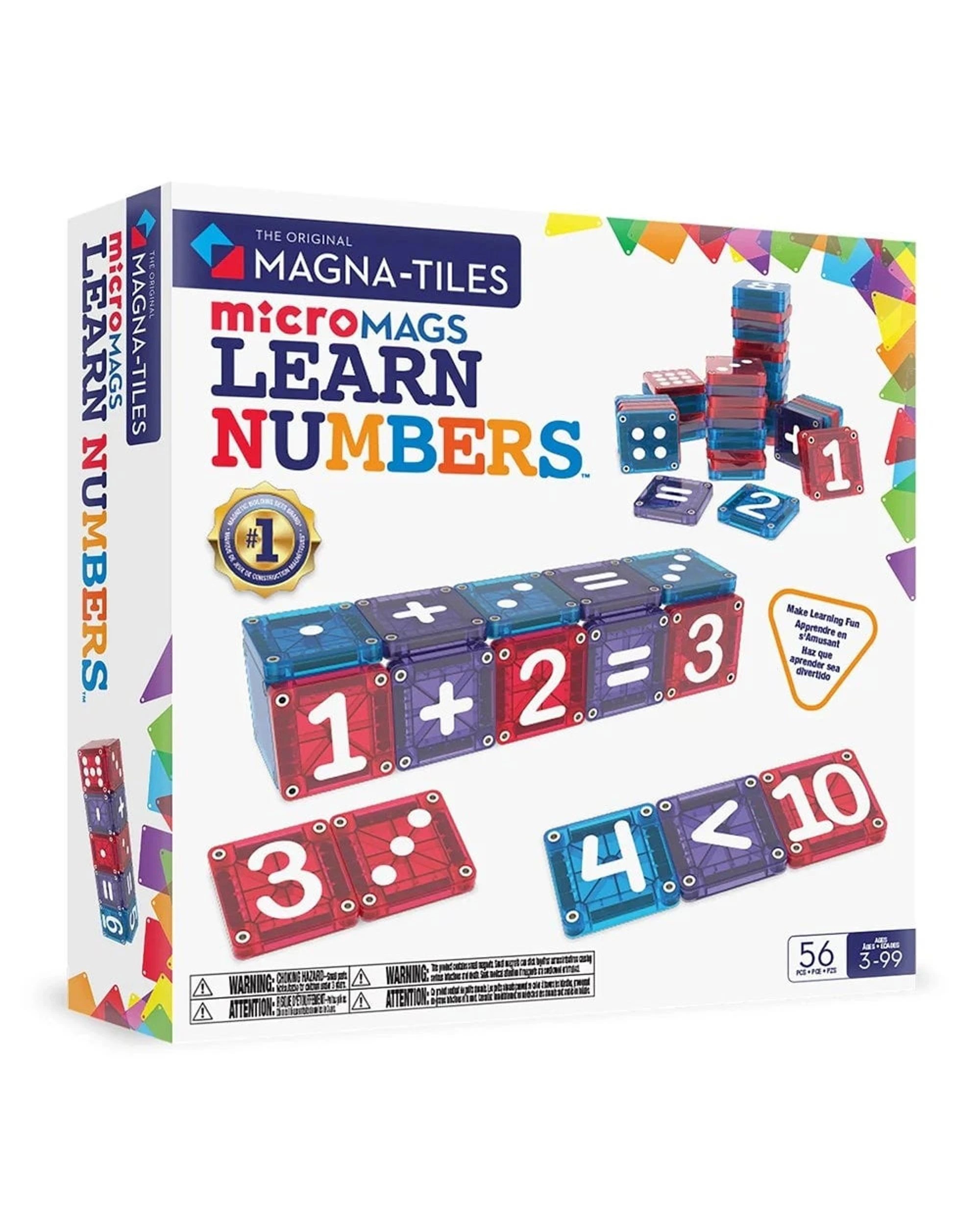 1 MAGNA-TILES MicroMAGS Learn Numbers 56 Piece Magnetic Construction Set, 1 of 3