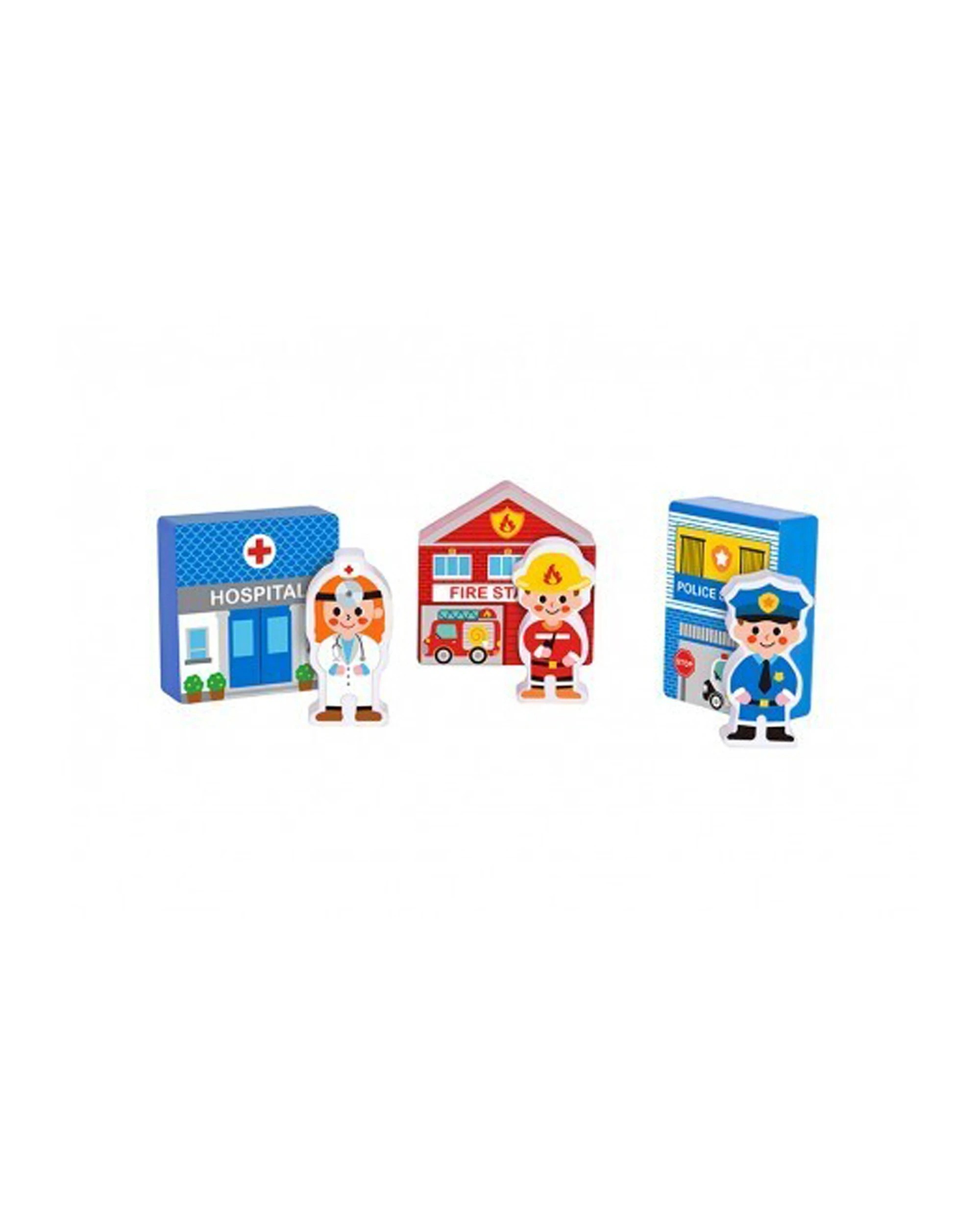 4 Tooky Toy 21pc Town Play Set Wooden Case Kids Pretend Playset Toys - Multi, 4 of 7