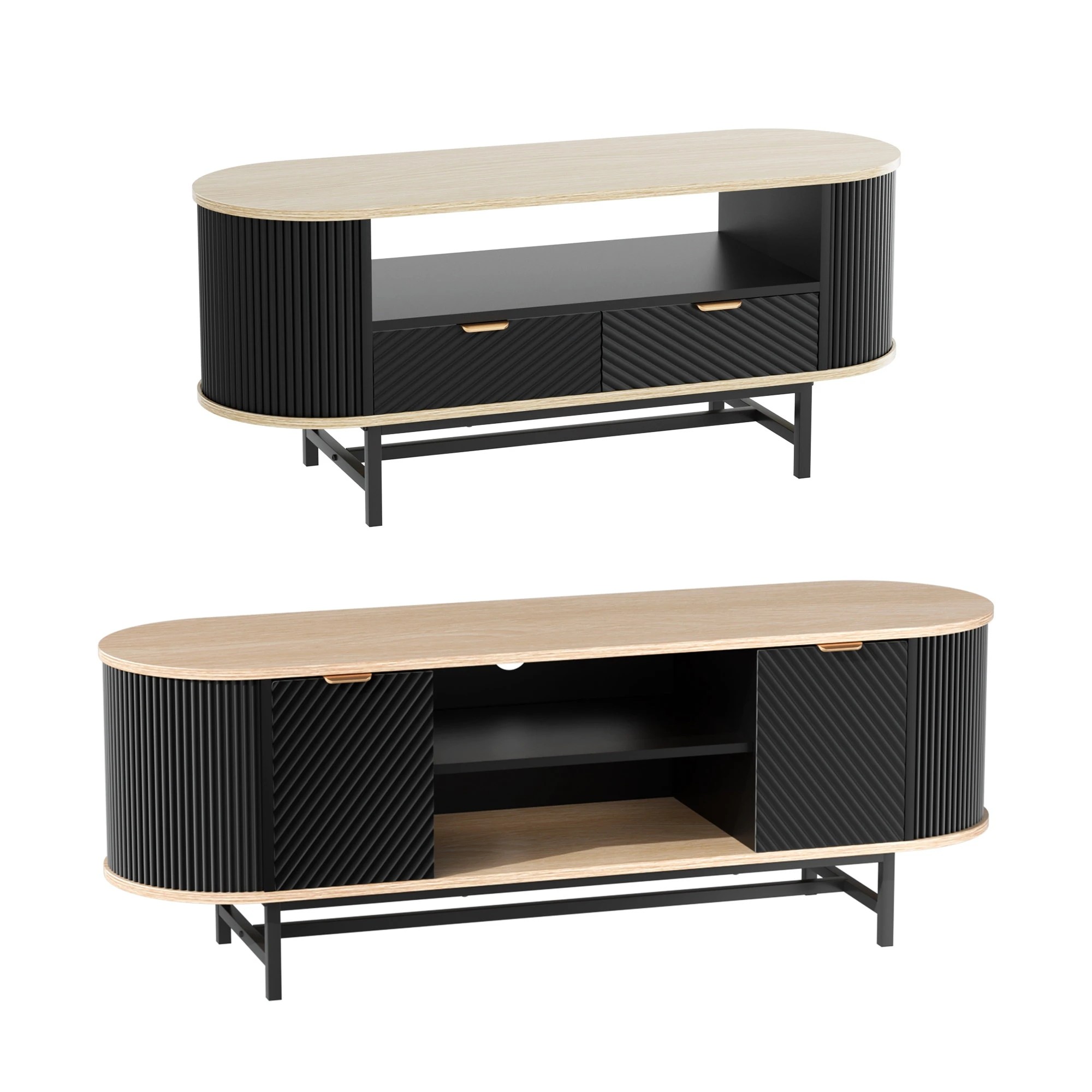 1 Artiss TV Unit & Coffee Table Set Storage Drawers Shelves - Multi, 1 of 9