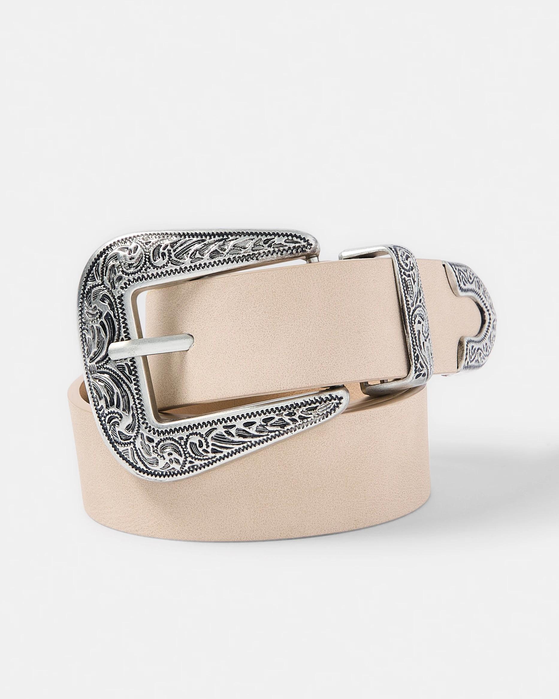 1 Western Buckle Belt Beige, 1 of 4