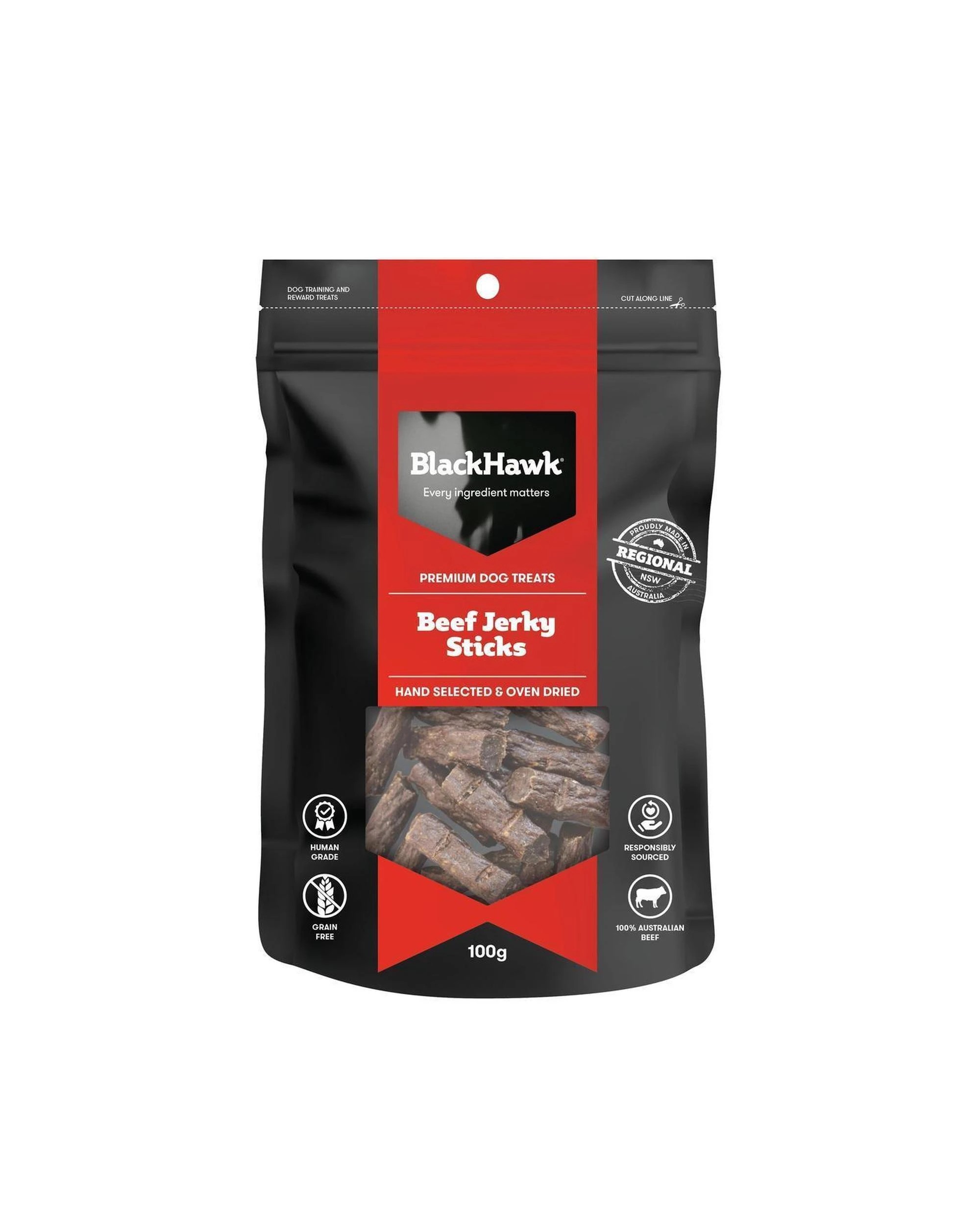 1 Black Hawk Beef Jerky Sticks Natural Dog Treats 100g, 1 of 4