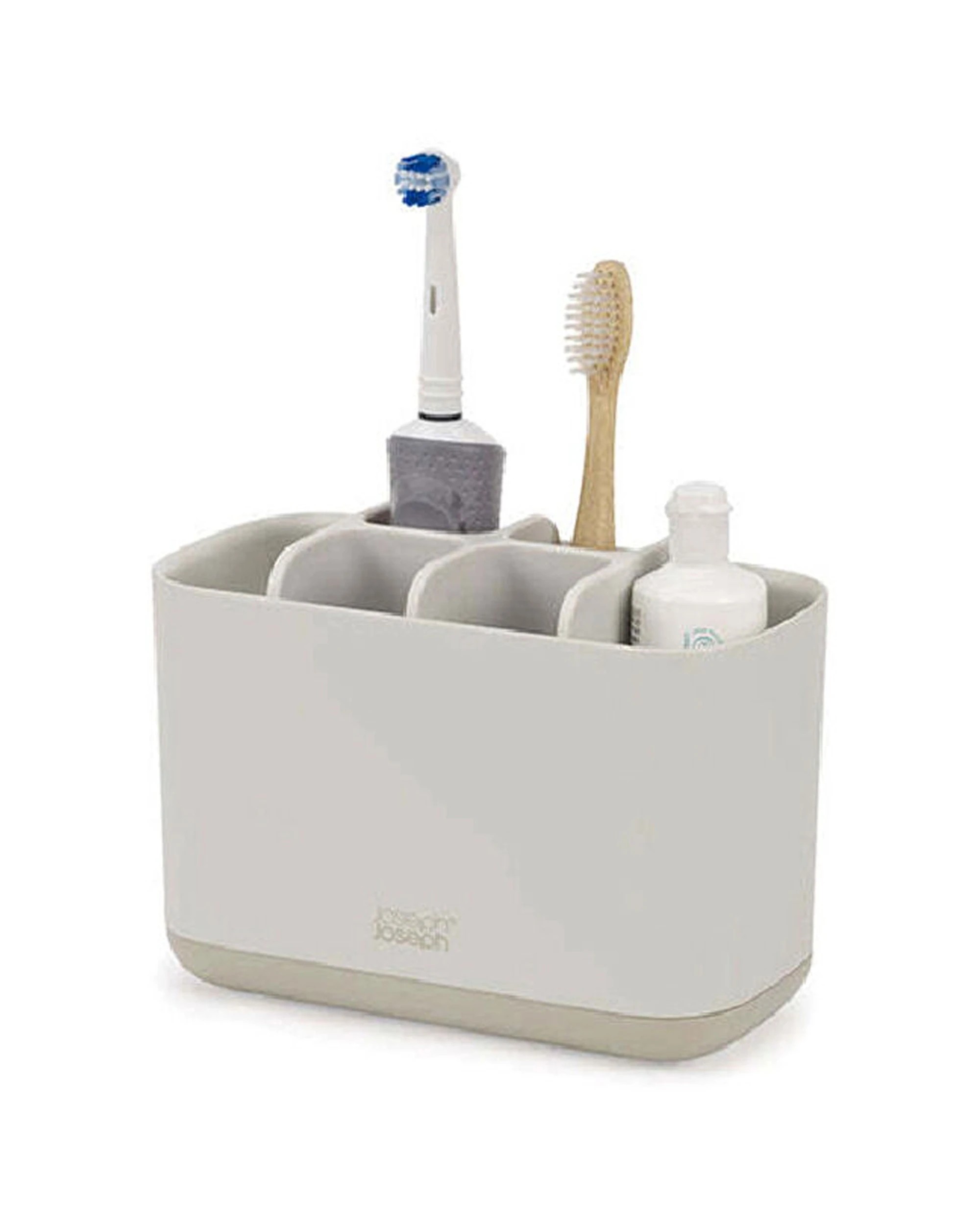 2 Joseph Joseph EasyStore Toothbrush Caddy Large Twin Pack 17cm Matt Finish Ecru 2PK - White, 2 of 7