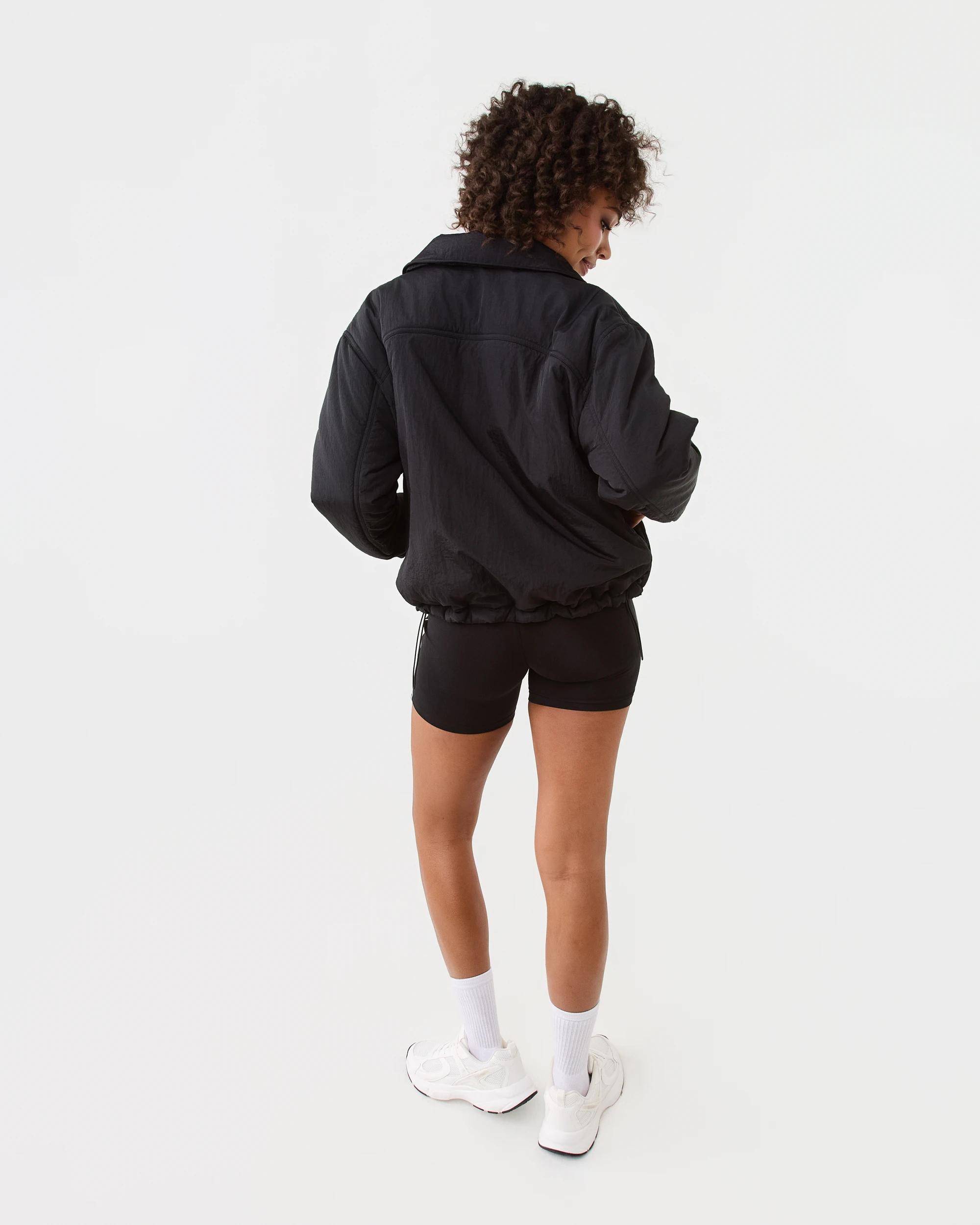 4 Active Womens Zip Through Sports Bomber Jacket Black, 4 of 10