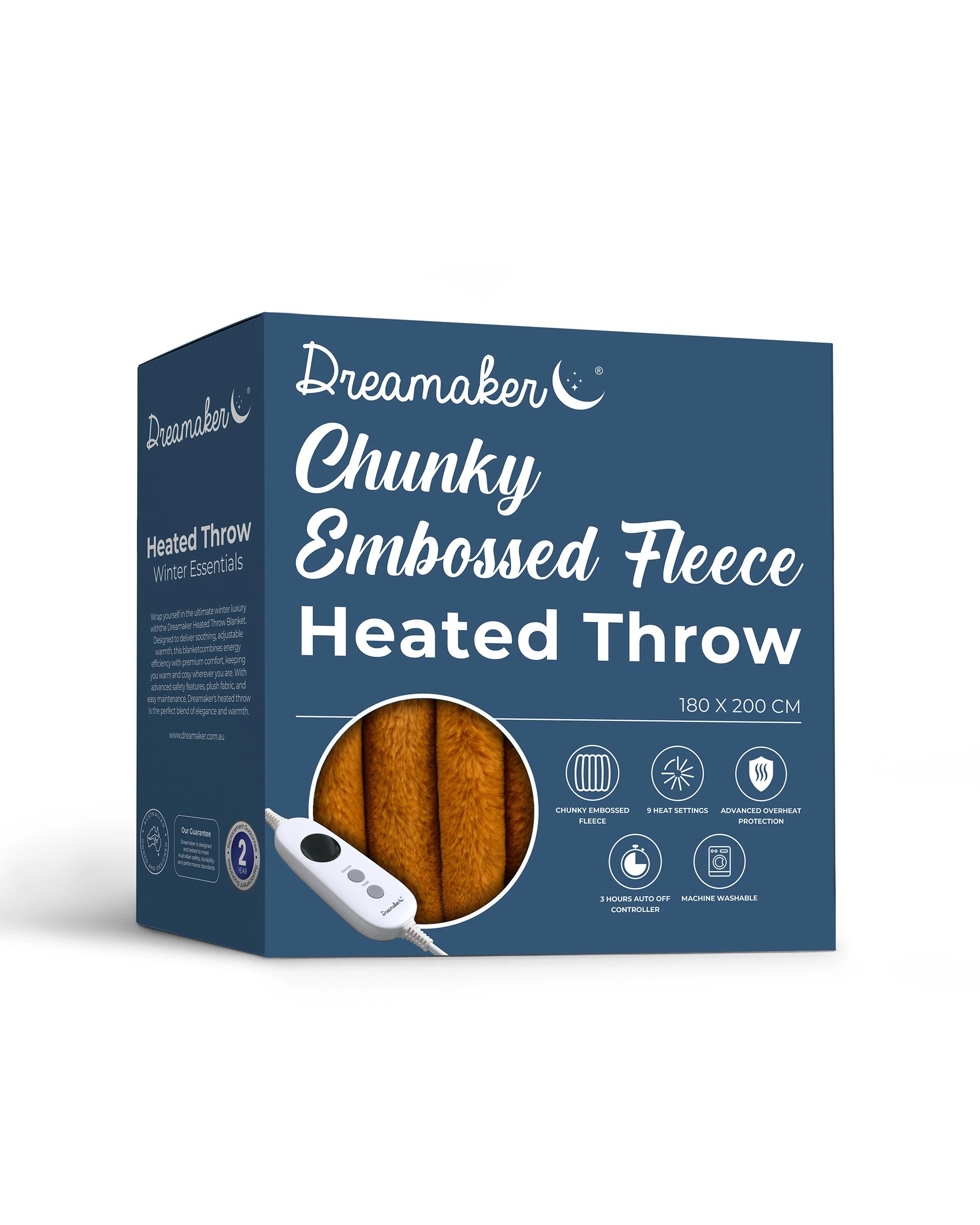 10 Dreamaker Cirra Chunky Embossed Fleece Heated Throw 180x200cm - Mustard Gold, 10 of 10