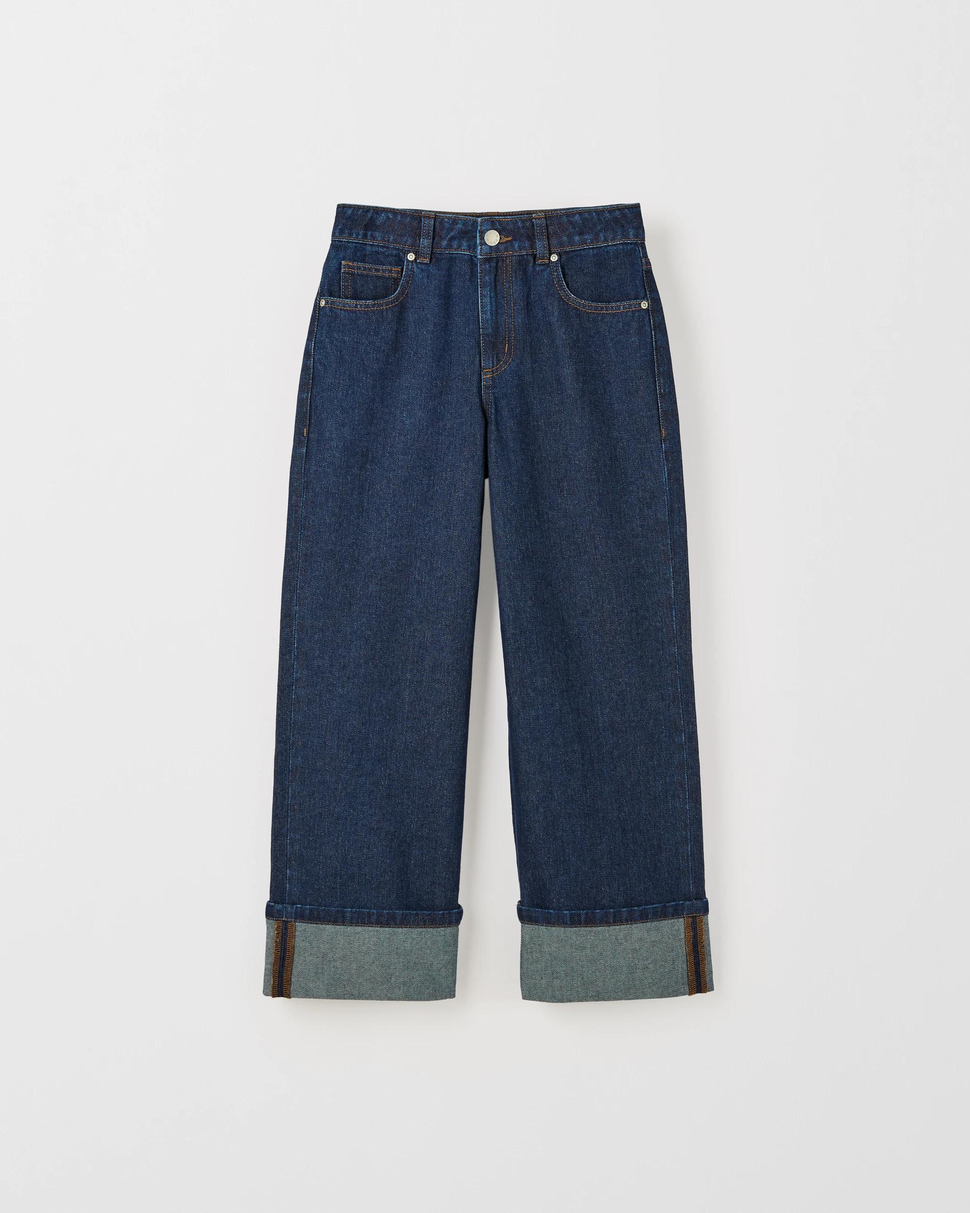 5 Target Denim Wide Leg Cuffed Denim Jeans INDIGO, 5 of 6