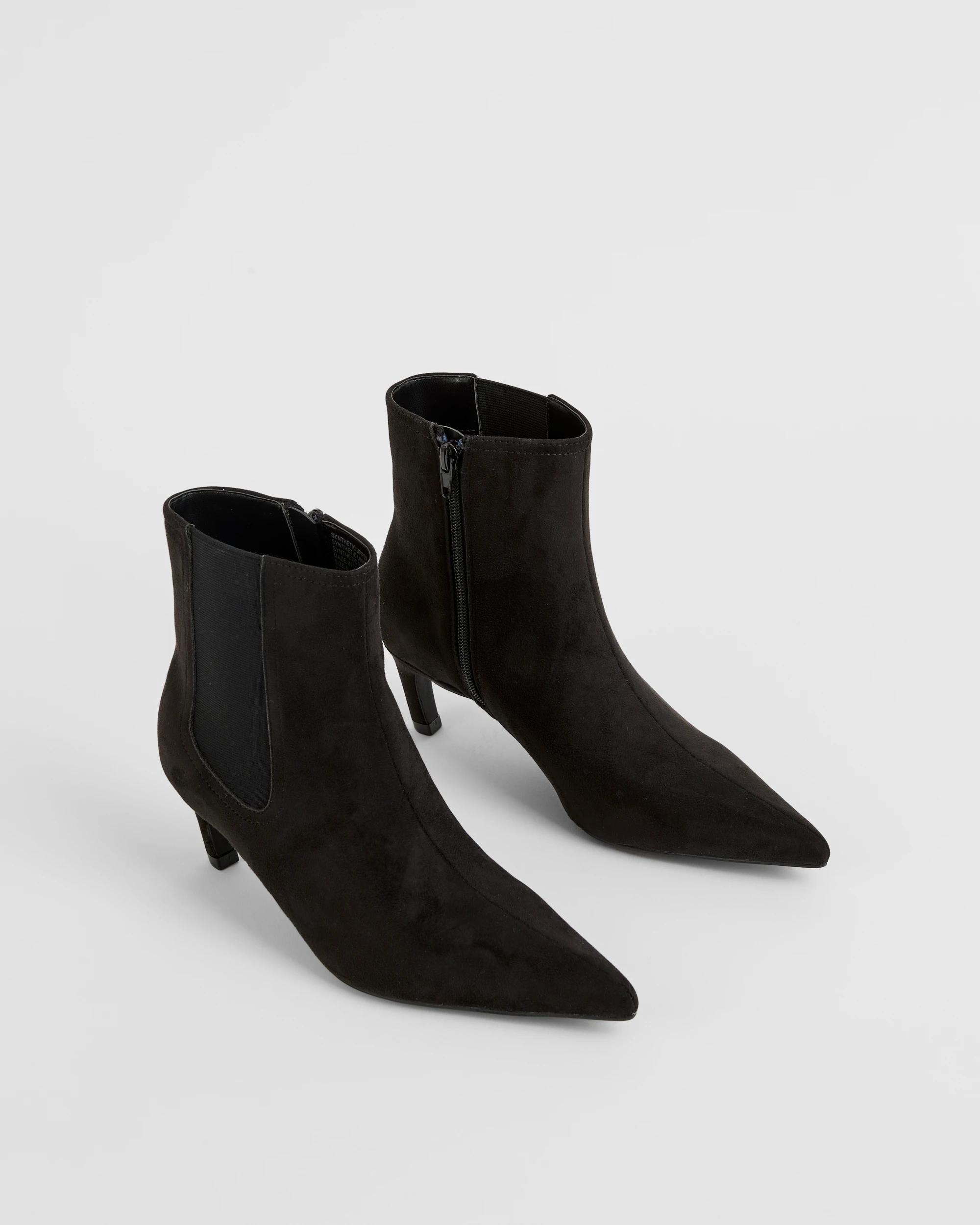 2 Target Woman Gusset Kitten Heel Boots BLACK FX SUEDE, 2 of 3