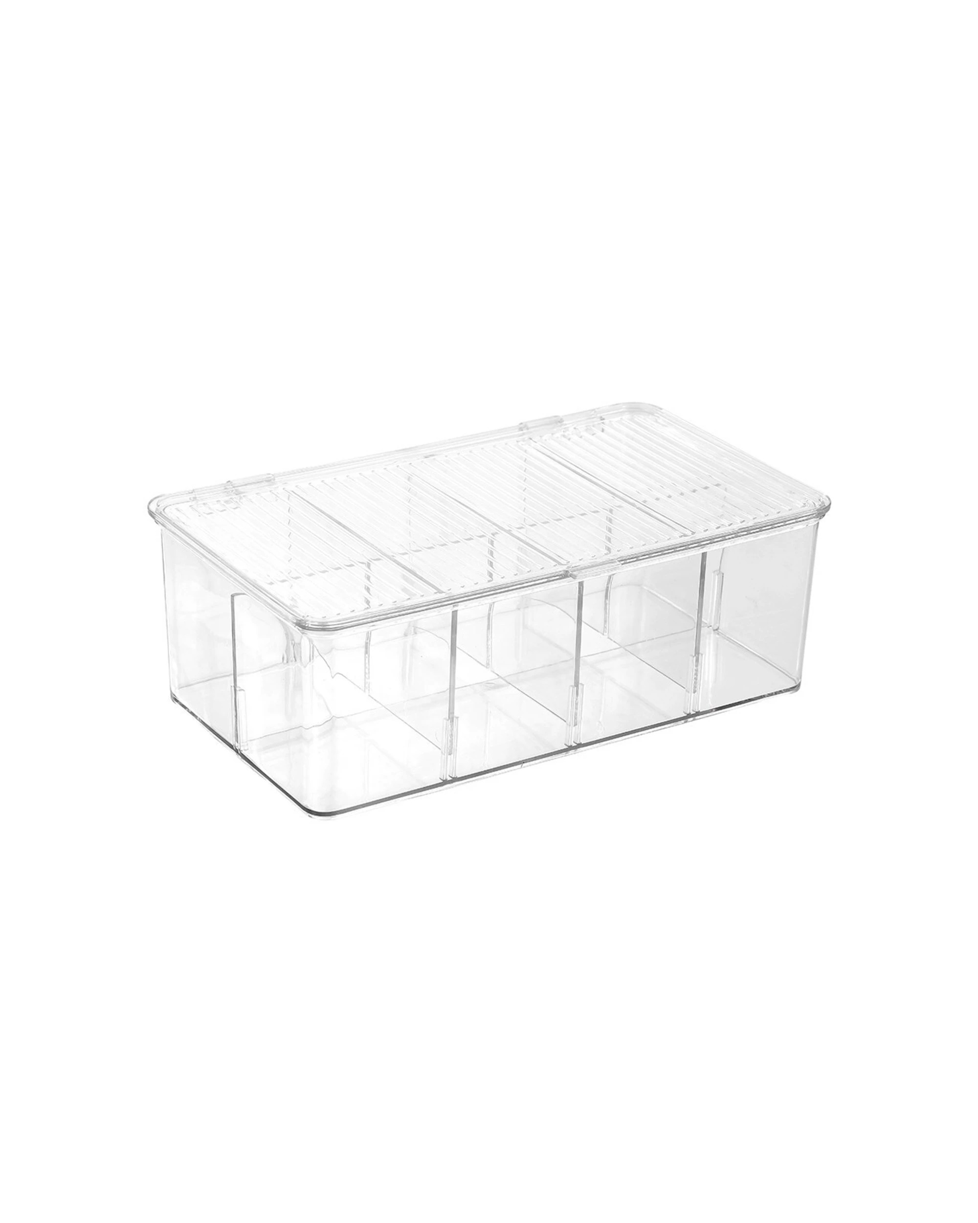 3 BOXSWEDEN Crystal Hinged 8 Section Container 2 Pack 27.5x17cm Stackable, 3 of 5
