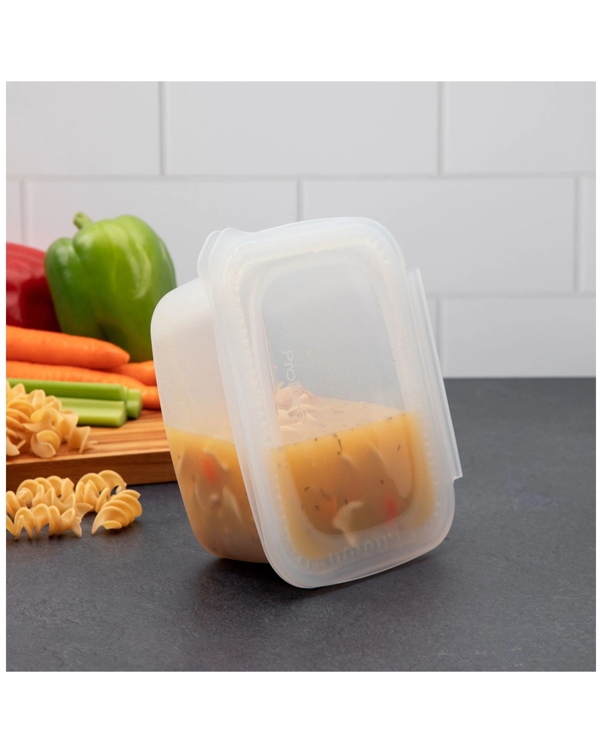4 Progressive ProKeeper Silicone SoftBox Food Storage Container 940ml Leak Proof - White, 4 of 4