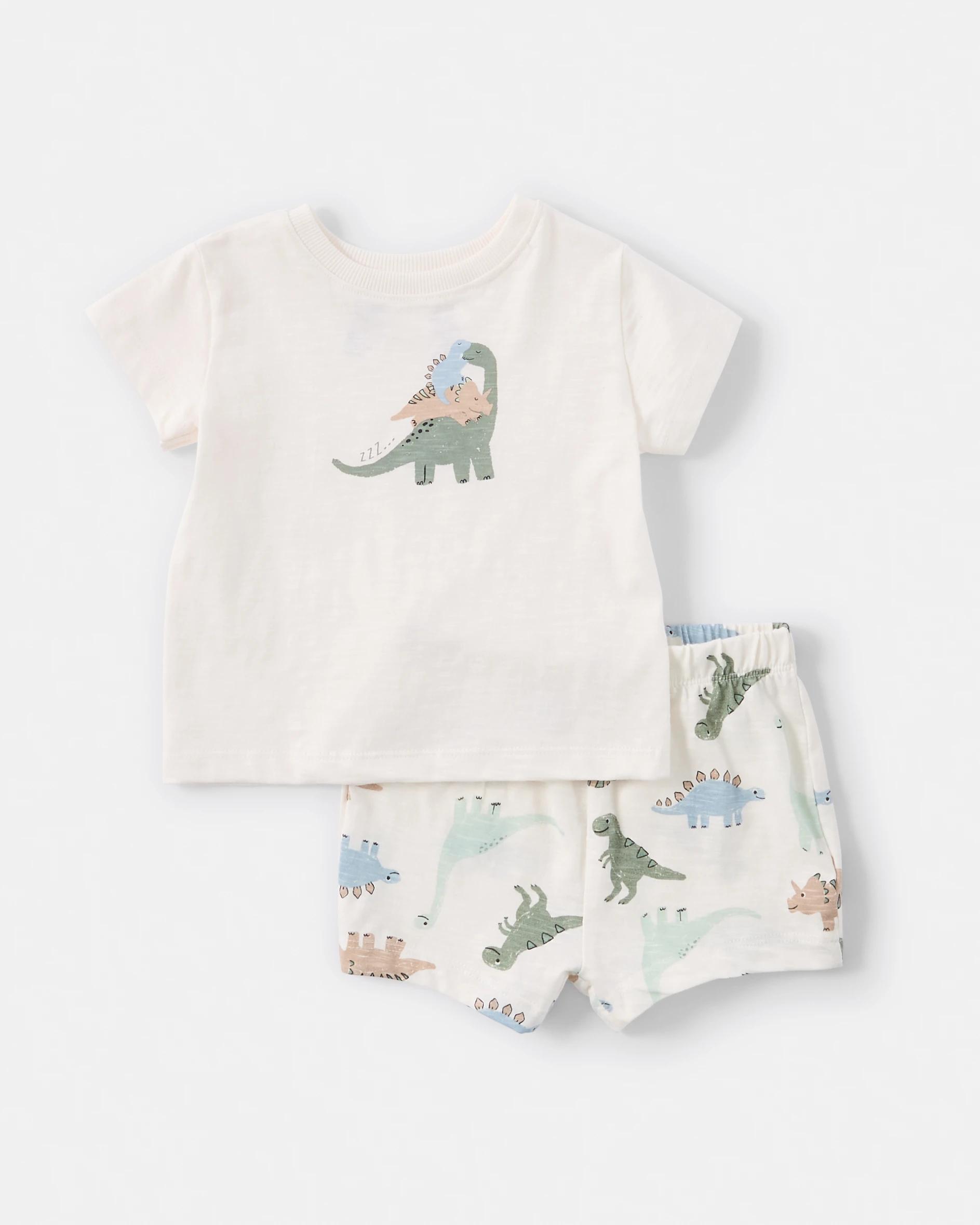 1 Short Sleeve Pyjama Set BEIGE DINOS, 1 of 7