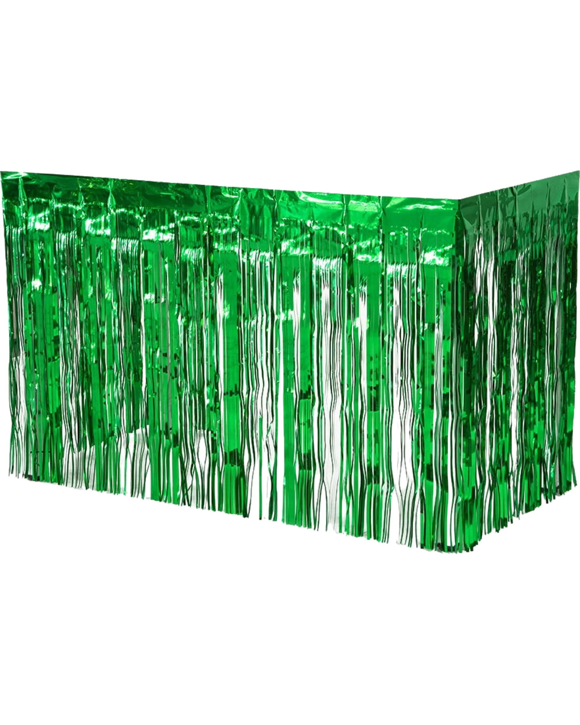1 Partyrama Metallic Green Table Skirt - Green, 1 of 2