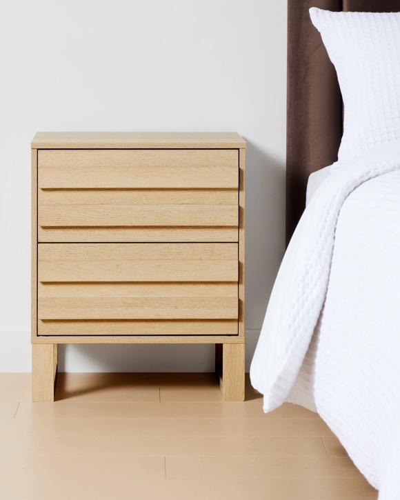 Sadie 2 Drawer Bedside Table - Light Oak