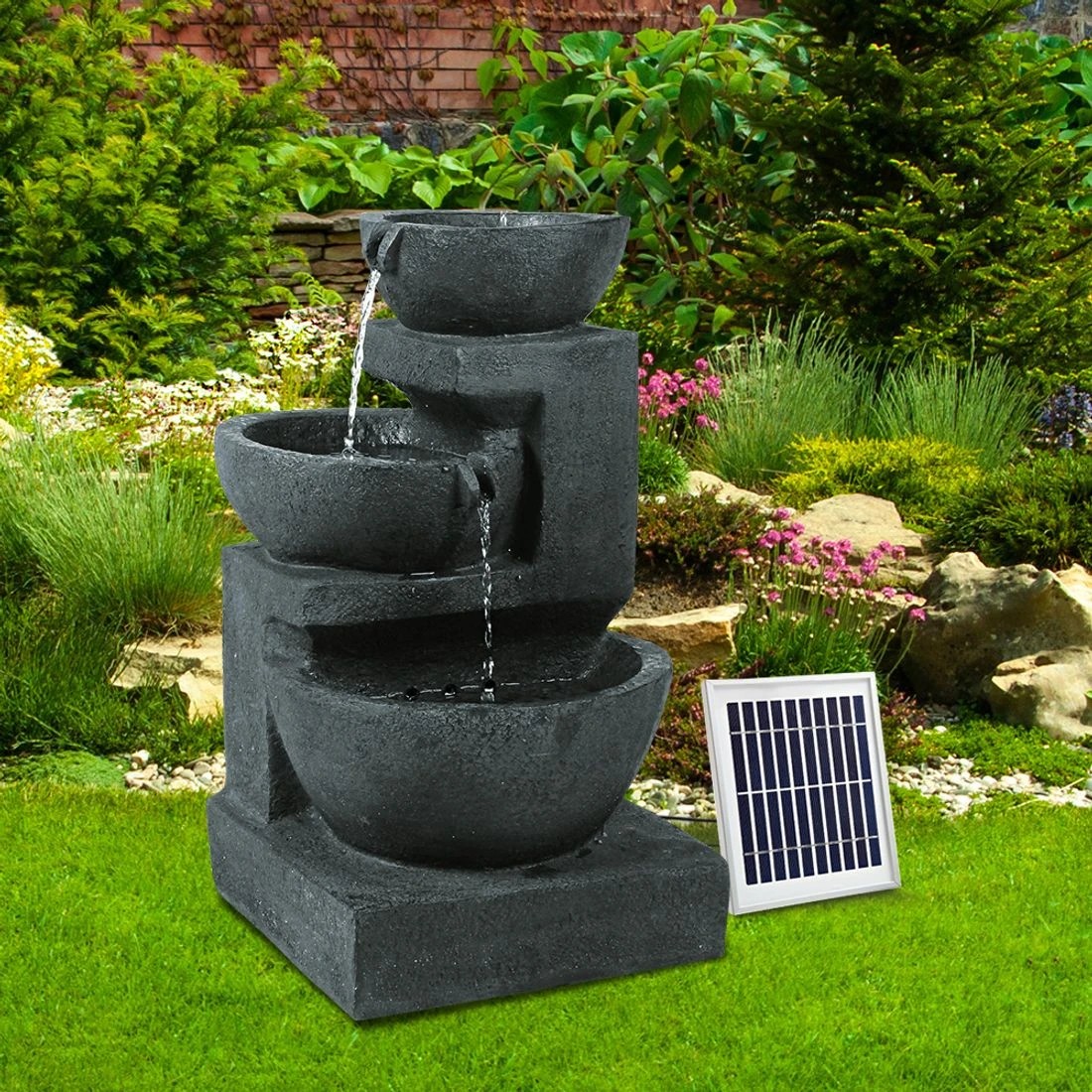 7 Gardeon Solar Water Feature Cascading Fountain 3-Tier Bowl LED Lights 60CM - Blue, 7 of 8