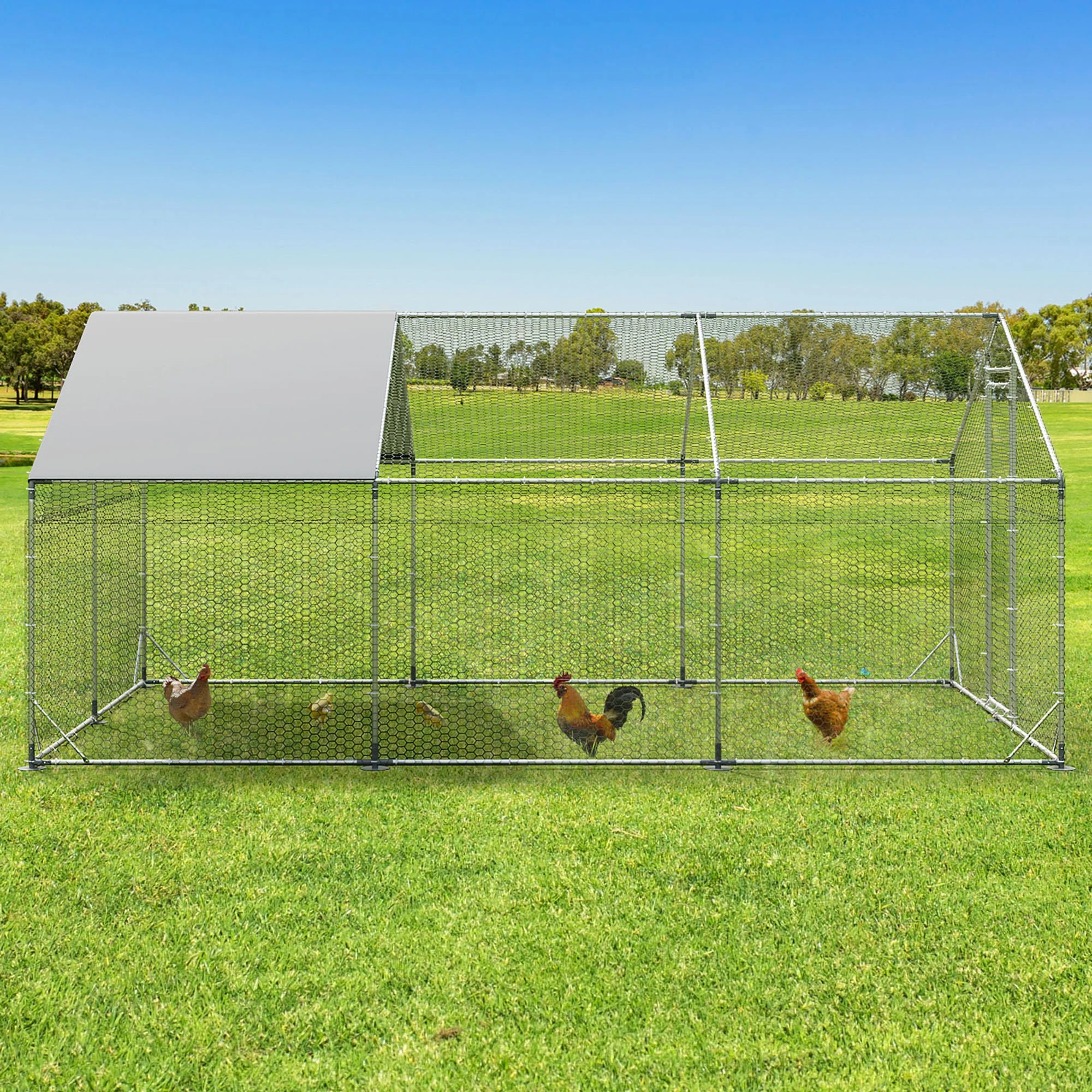 7 Pawz 600X300X195Cm Large Metal Walk-In Chicken Coop Cage, 7 of 8