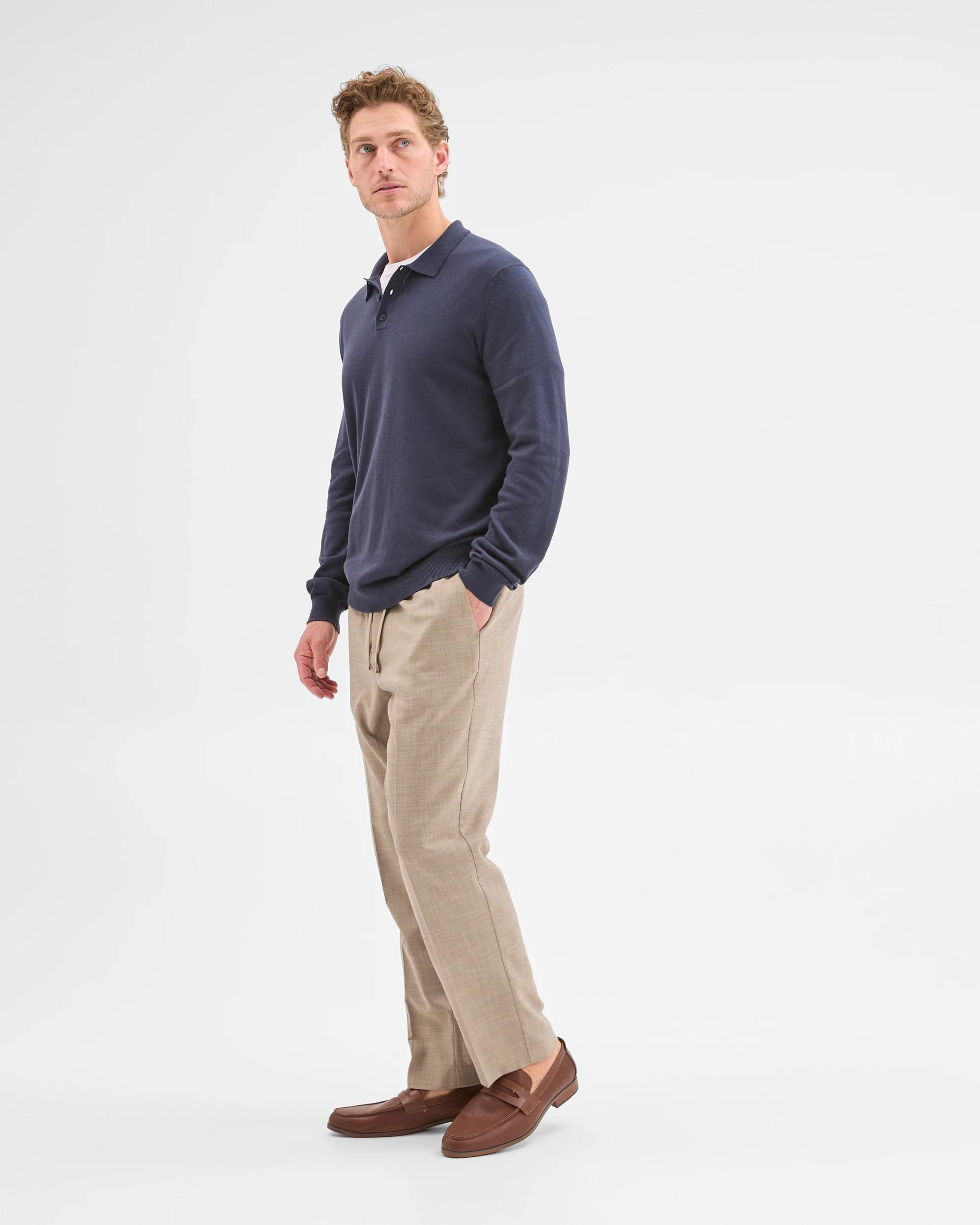 3 Preview Long Sleeve Knit Polo Top NIGHT SKY, 3 of 5