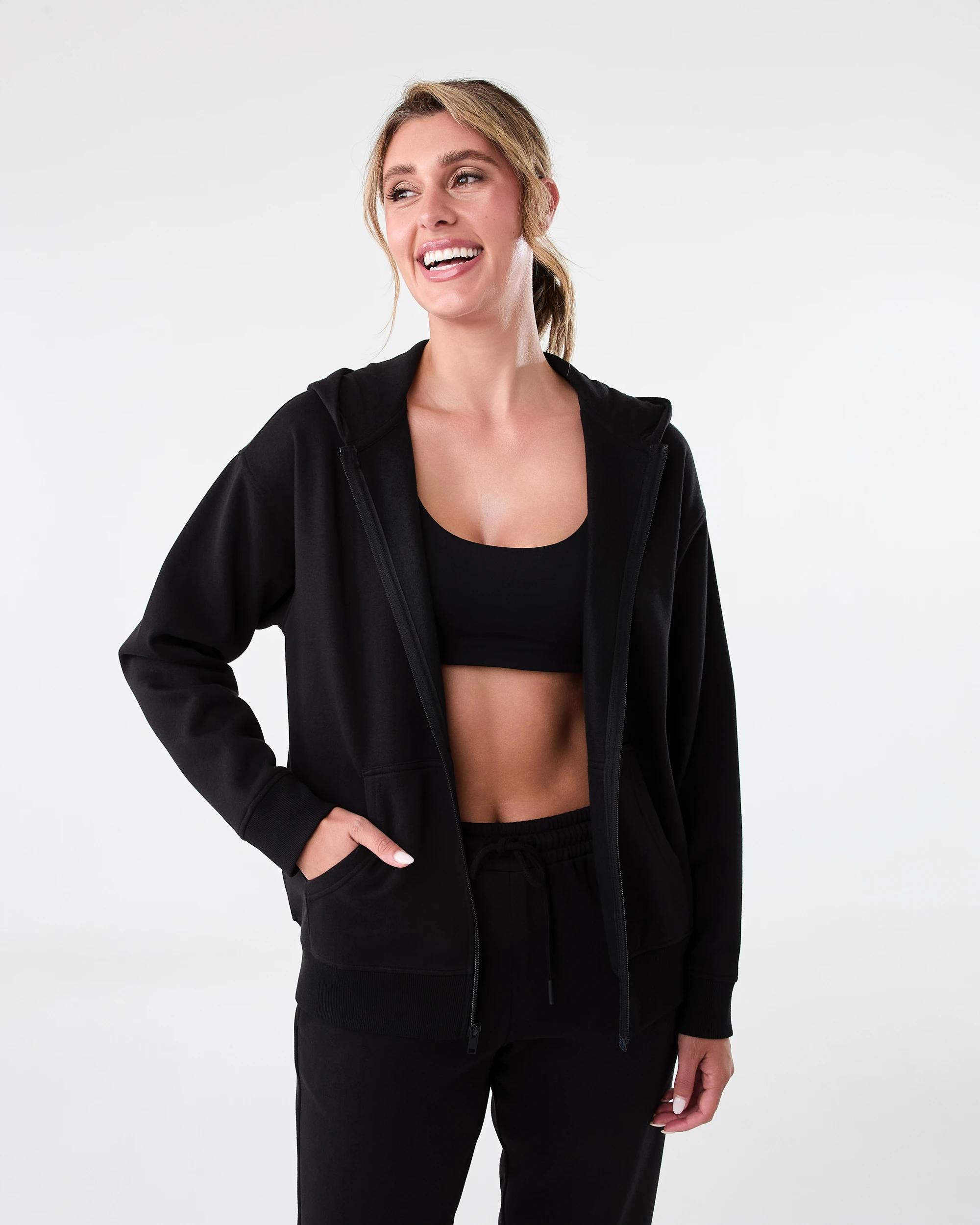 1 Active Womens Essential Zip Through Hoodie Black, 1 of 9