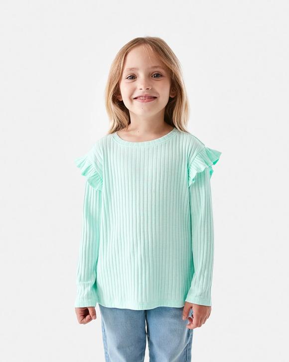 Long Sleeve Frill Rib Top