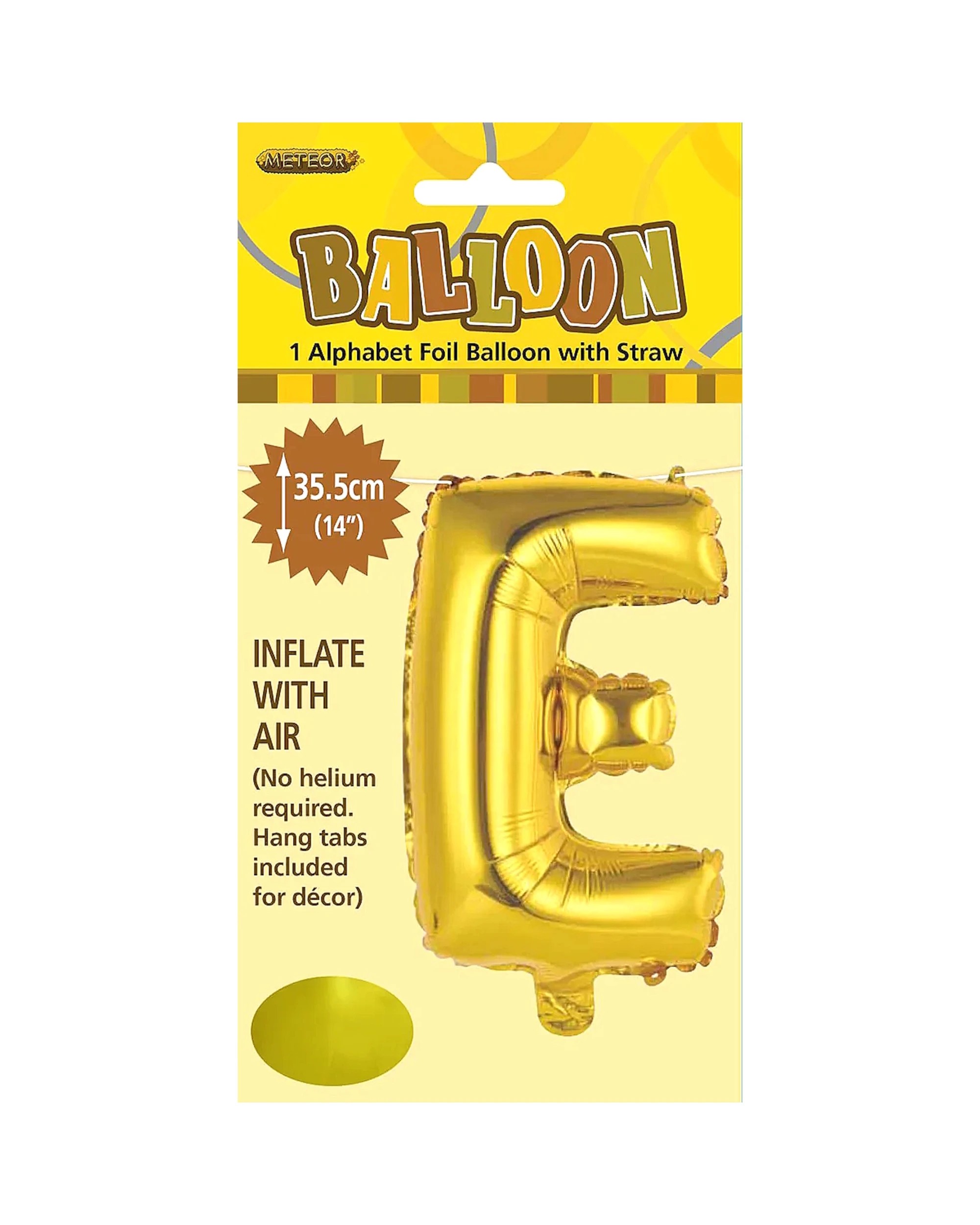 2 Meteor Letter E Foil Air Fill Balloon 35.5cm - Gold, 2 of 2
