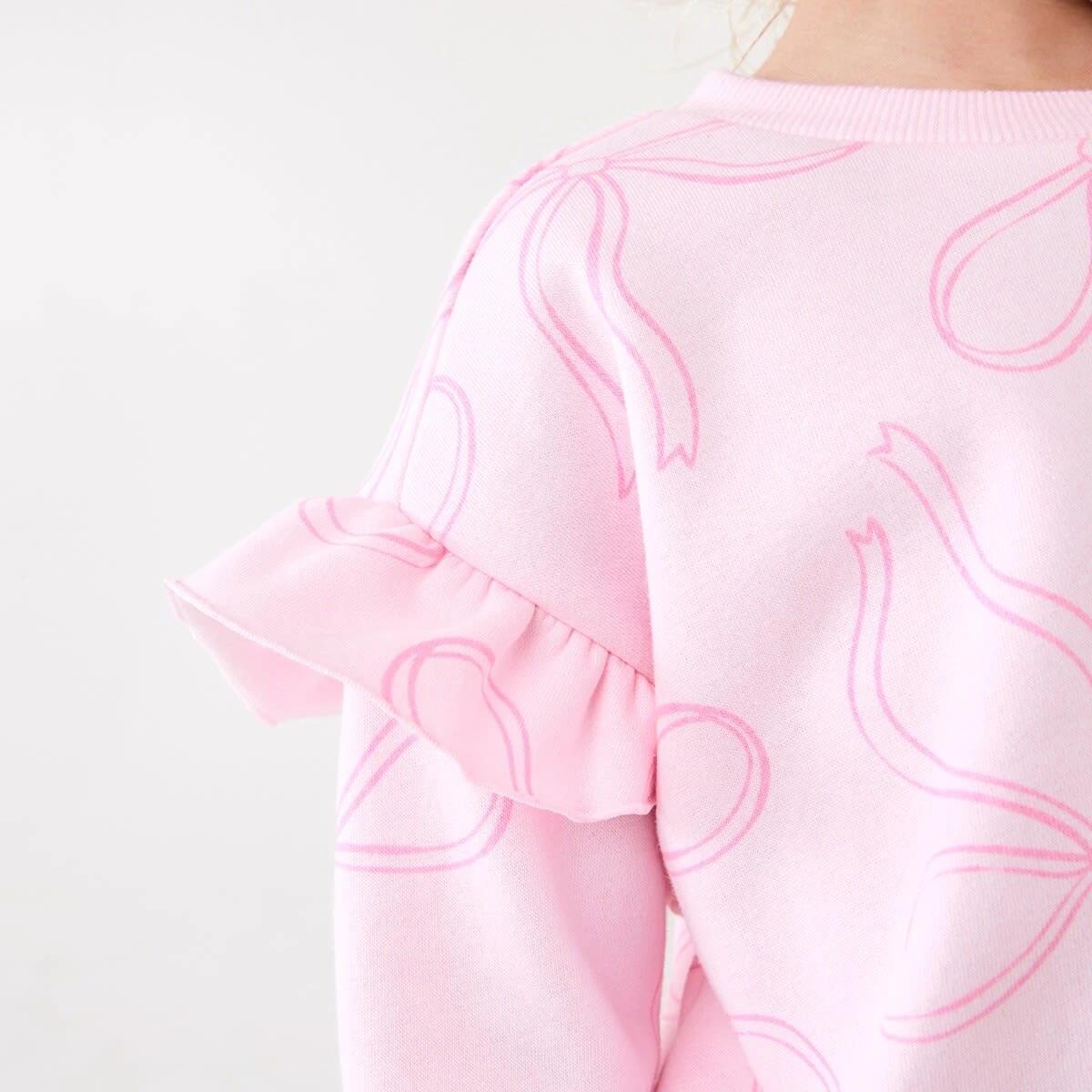 4 Frill Sleeve All Over Print Crew Neck Sweatshirt GRACEFUL BOWS BALLERINA, 4 of 6