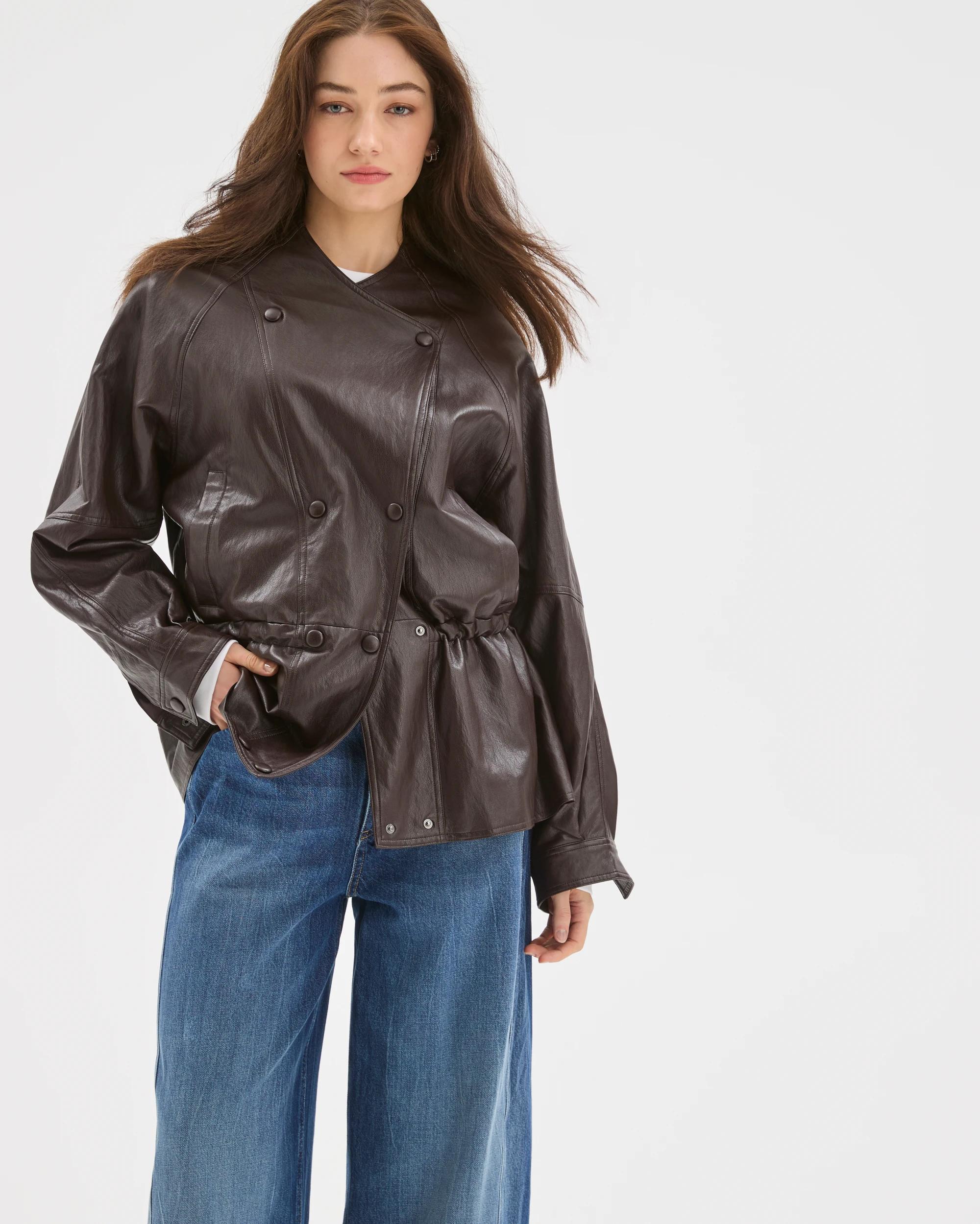 4 Lily Loves PU Aviator Jacket TRUFFLE, 4 of 9