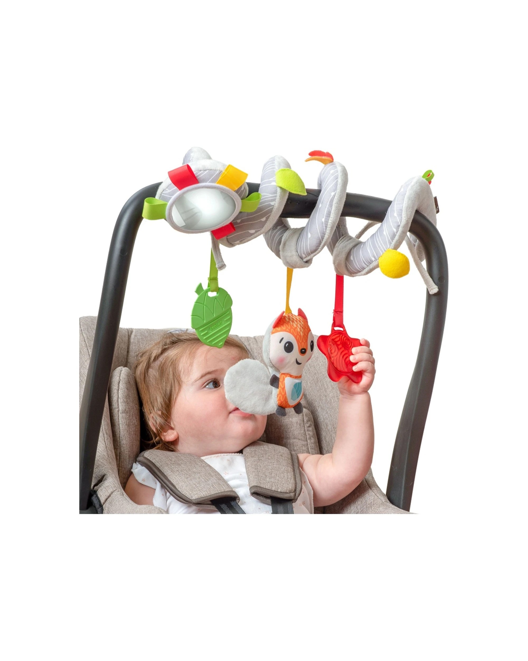 2 Benbat Dazzle Friends On The Go Spiral Pram Stroller Baby Crinkle Toy 0m Up - Multi, 2 of 3
