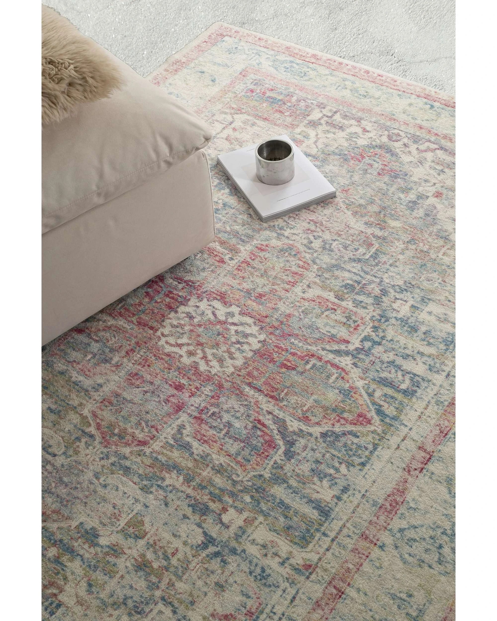 3 Loopsie Seri Medallion Washable Rug-290cm x 200cm - Pink, 3 of 7