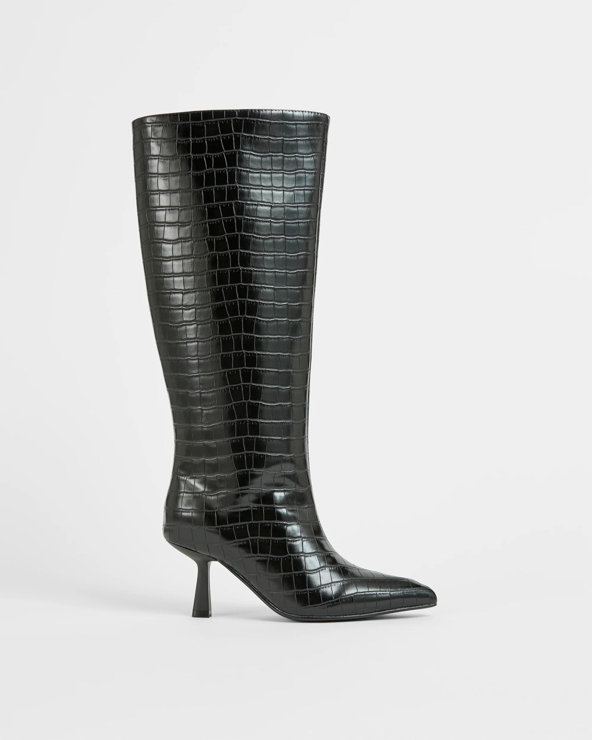 1 Target Woman High Heel Long Boots - Scarlet STRAIGHT BLACK CROC, 1 of 3