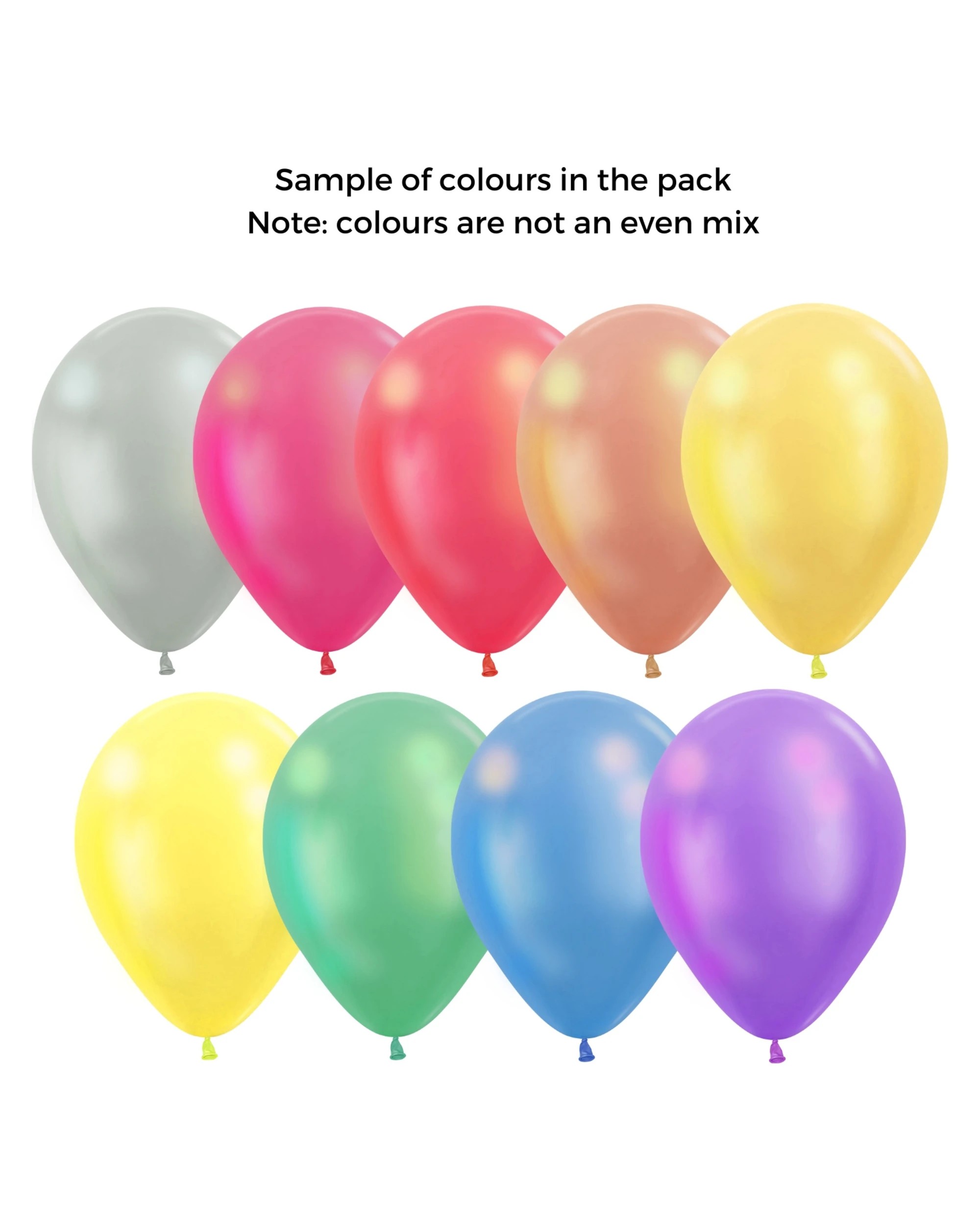 2 Meteor Metallic Latex Balloons 30cm Pack of 100 - Multi, 2 of 4