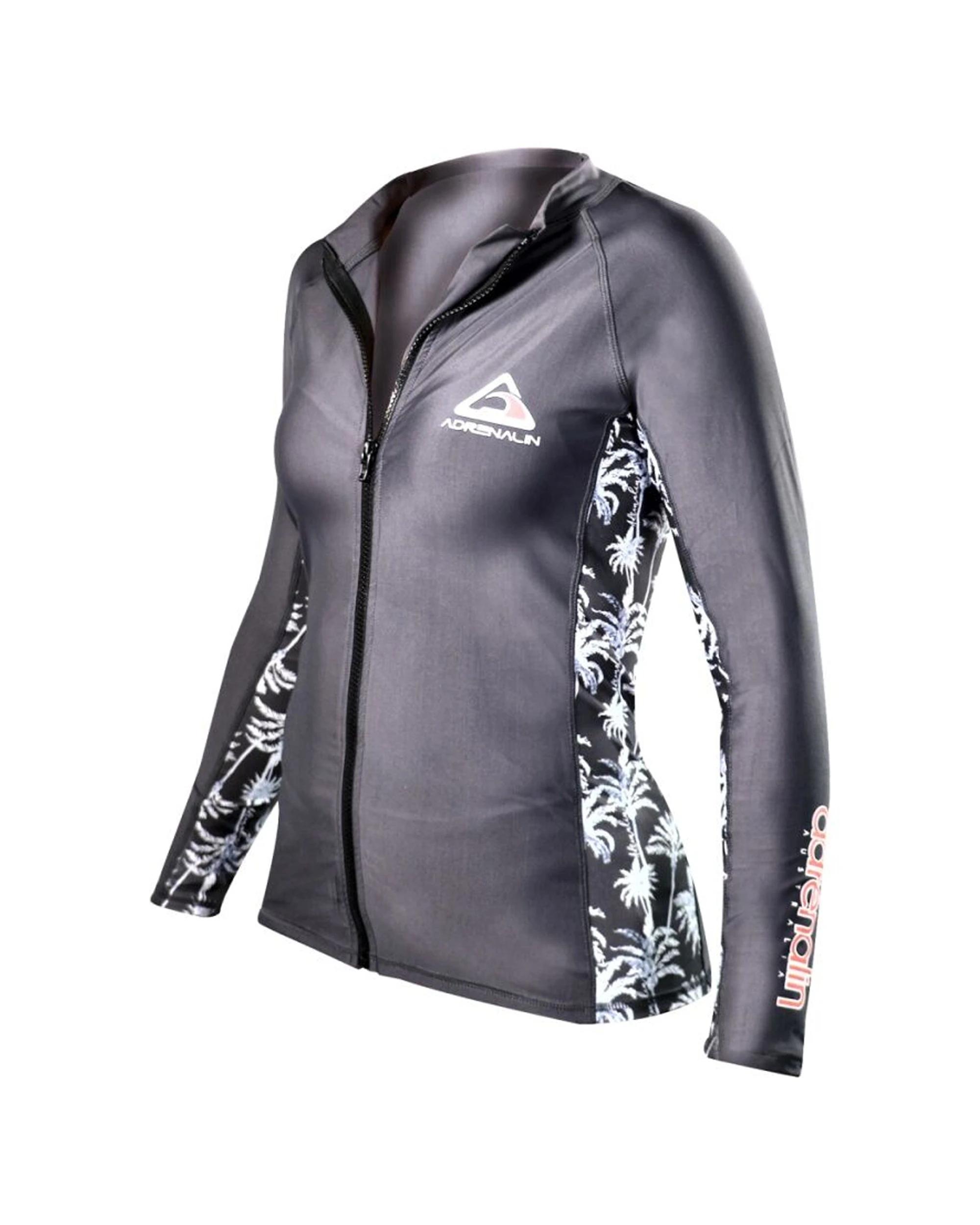 1 Adrenalin Beach Womens Full Zip Rashie Swim/Surf UPF50+ Sun - 12 - Charcoal CHARCOAL, 1 of 1