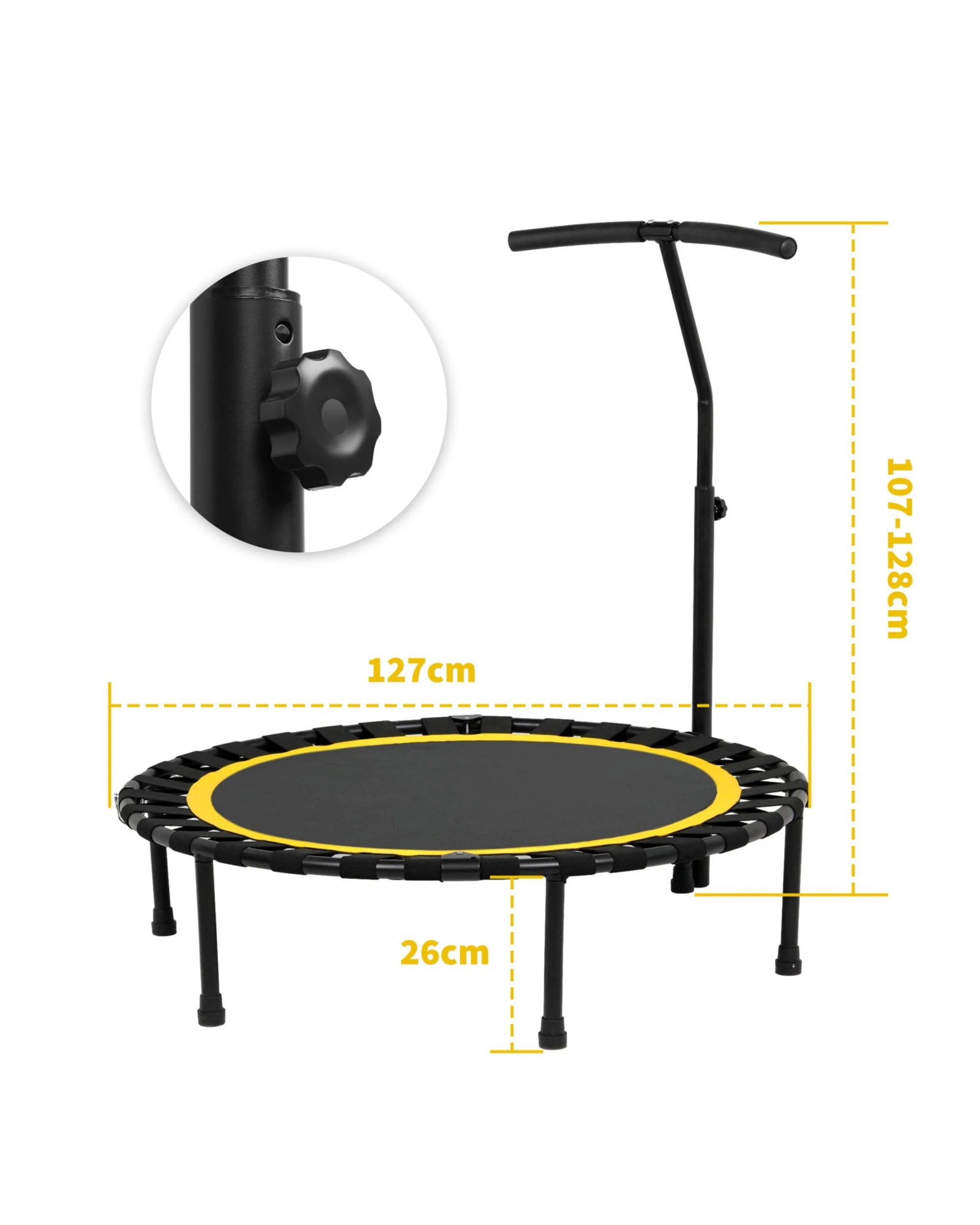 7 Advwin 50 inch Rebounder Mini Trampoline for Adults and Kids Indoor/Outdoor Workout Max Load 150KG Yellow, 7 of 7