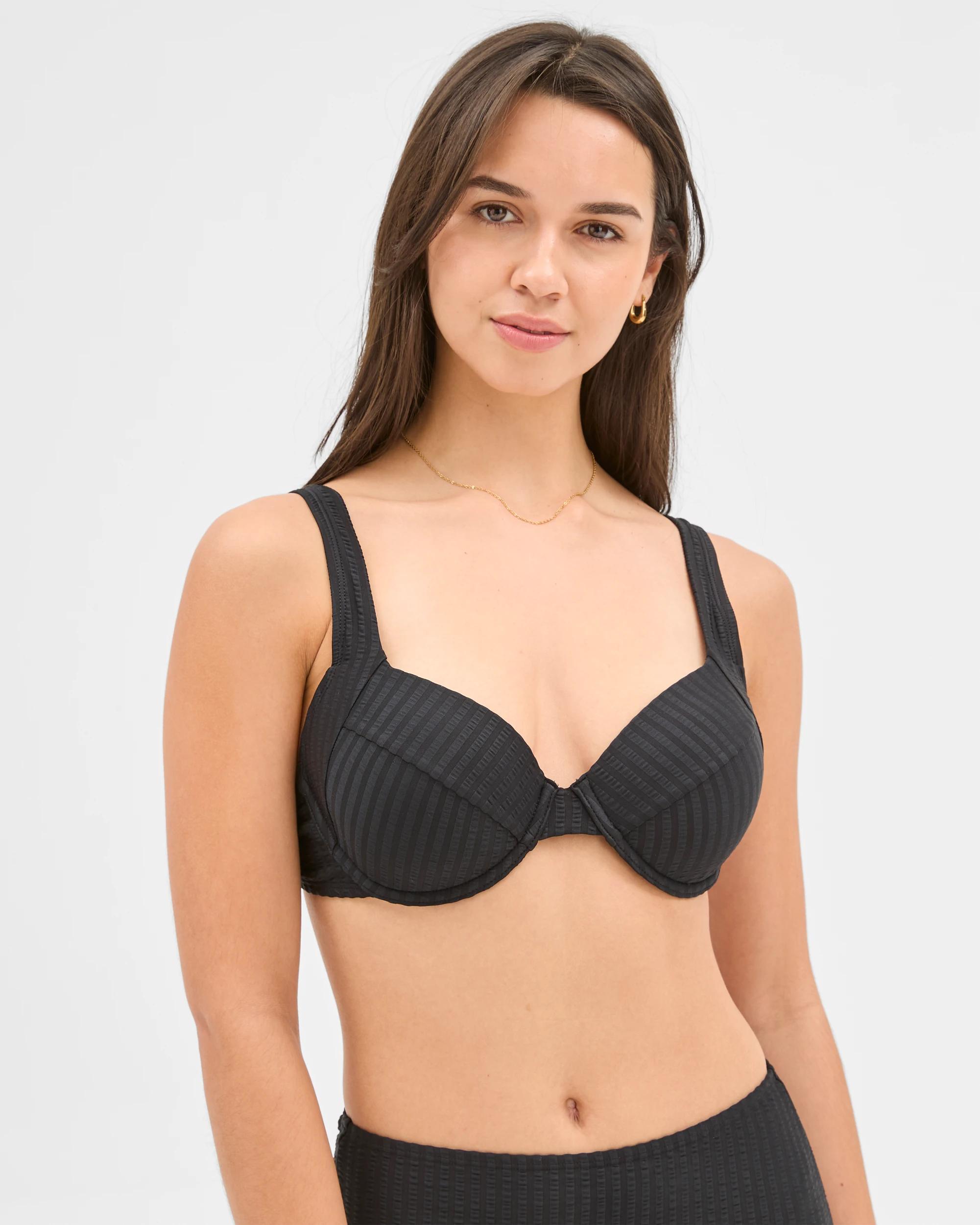 2 Target Seersucker Balconette Bikini Top BLACK, 2 of 4