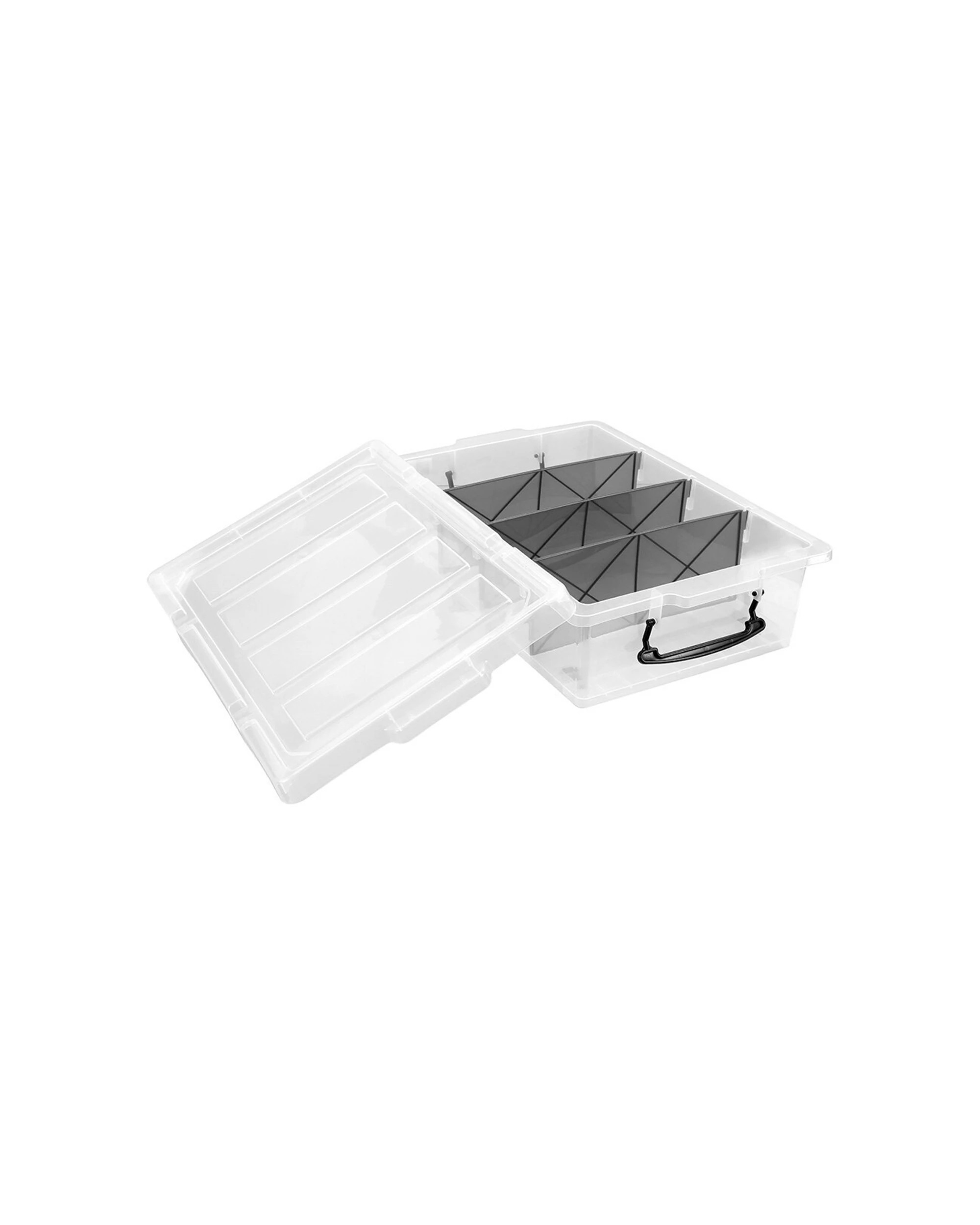 4 Boxsweden 2 Pack 57x38cm 25L 4 Section Compartment Storer Storage Container - - Plain, 4 of 5