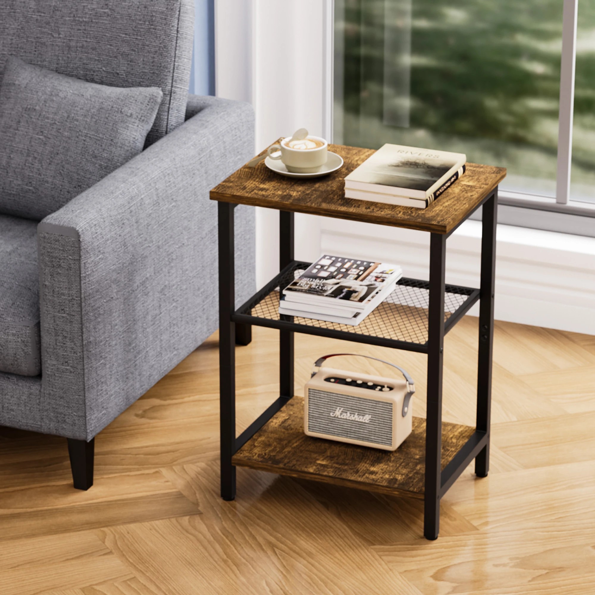 8 Levede End Side Table 3-Tier Sofa Couch Bedside Coffee Table Laptop Desk Shelf, 8 of 9