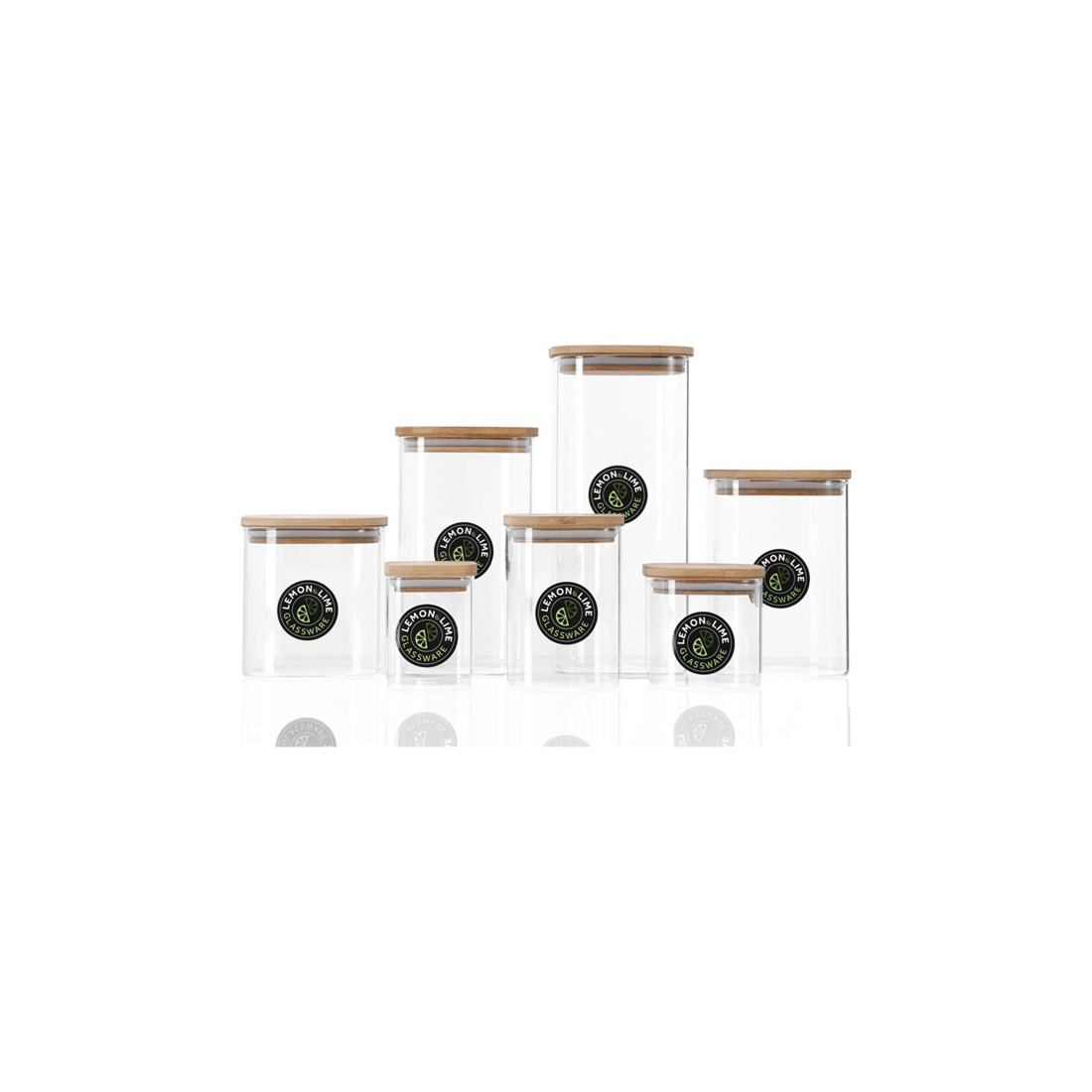 4 Lemon & Lime Camden Square Glass Jar 550ml Bamboo Lid Kitchen Storage Container
 - Natural, 4 of 5