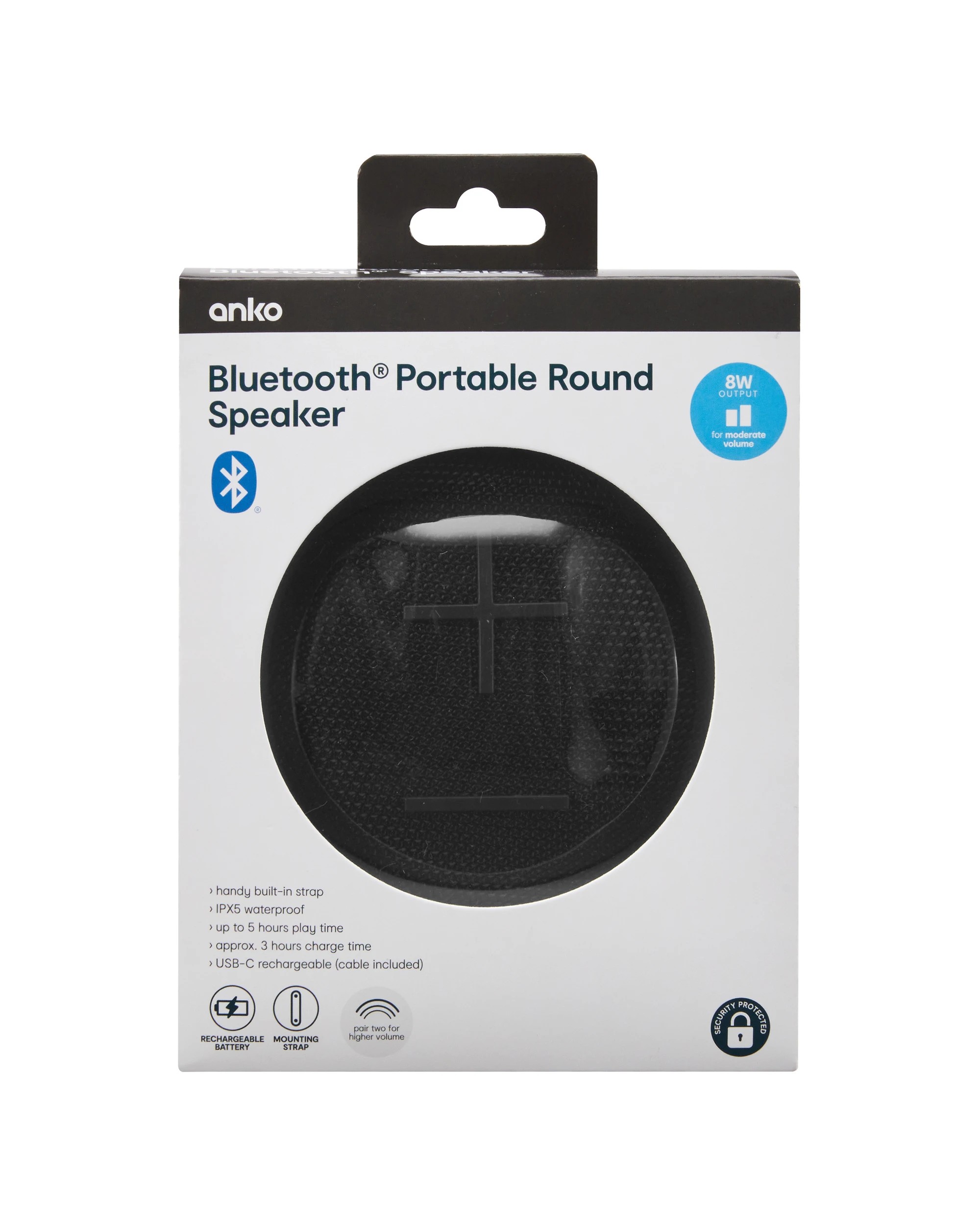 8 Portable Round Speaker - Black, 8 of 9