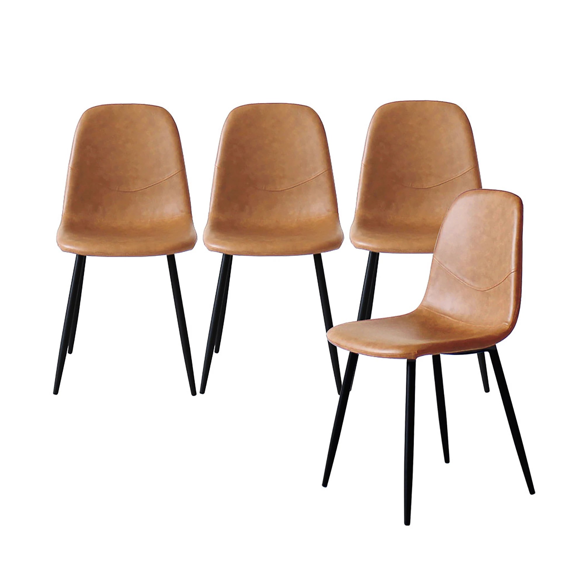 1 Levede 4x Dining Chairs Kitchen Eames Accent Chair Lounge Room Padded PU Leather - Brown, 1 of 6