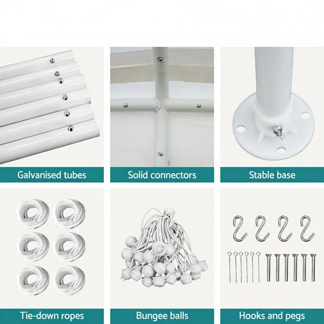 6 Instahut Carports 3x6m Carport Kits Steel Shelter Gazebo Canopy Garage Portable - White, 6 of 6